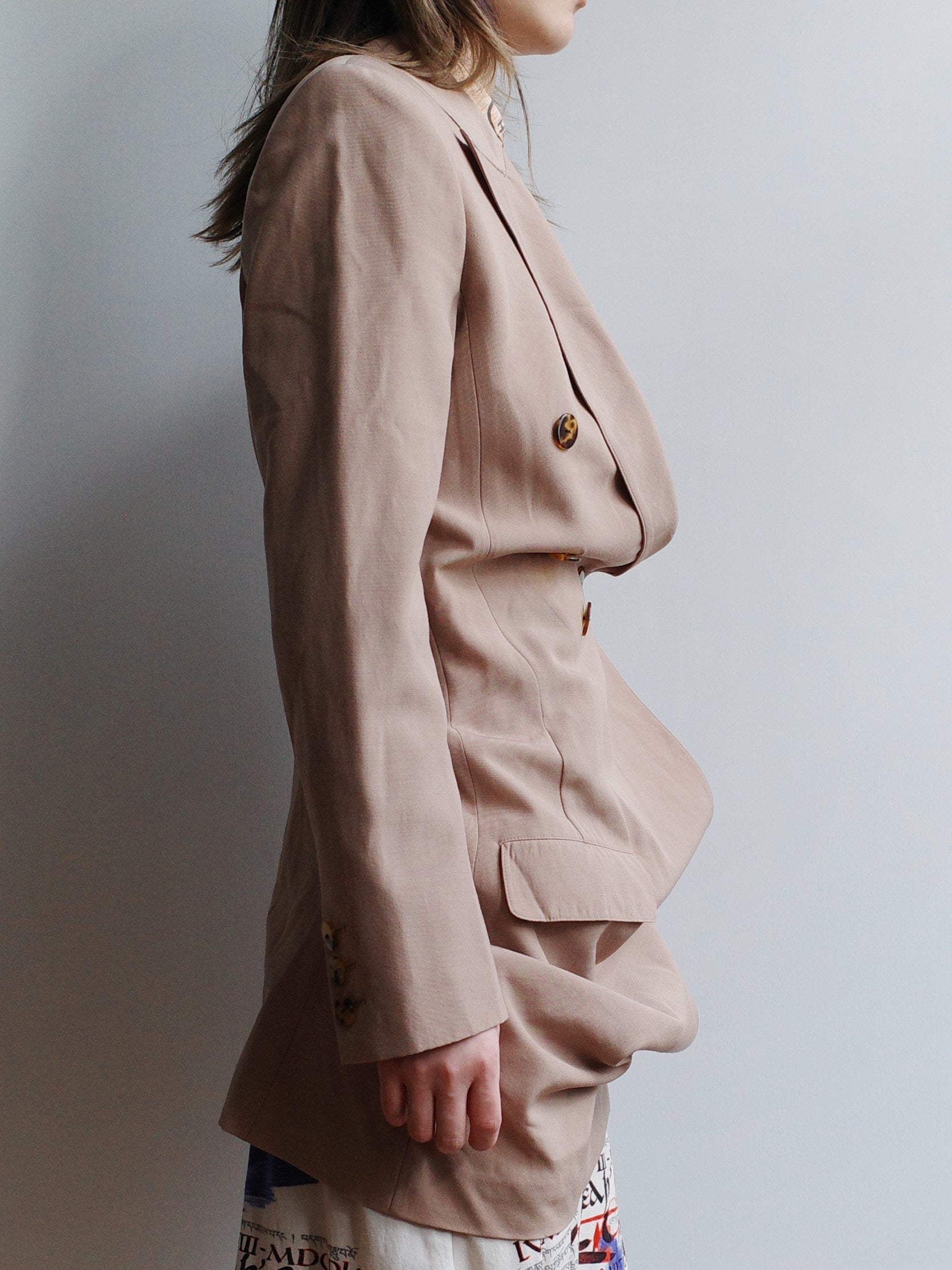 Jean Paul Gaultier Asymmetric Draped Blazer with Silver Pendant – EARTH 土