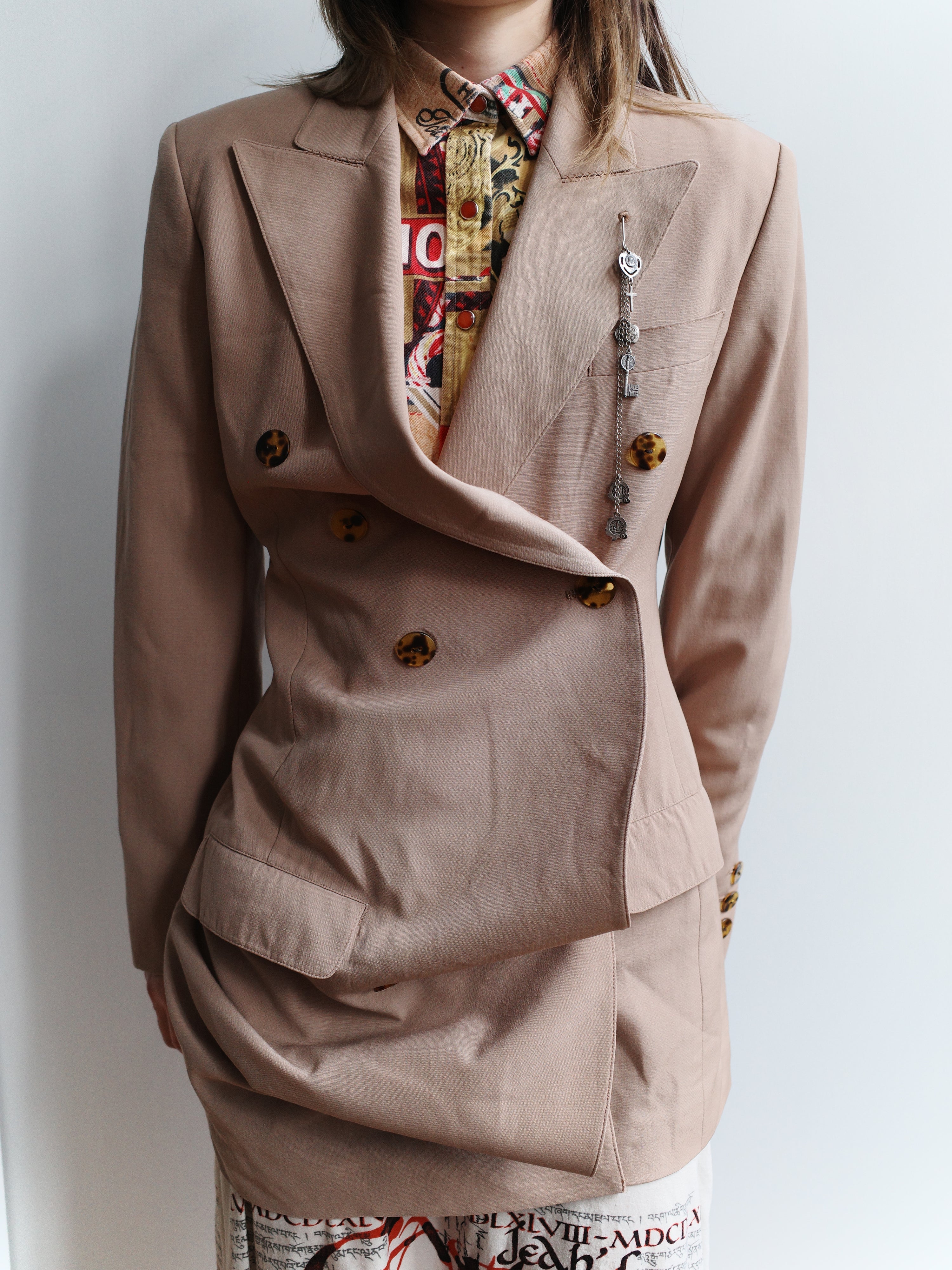 Jean Paul Gaultier Asymmetric Draped Blazer with Silver Pendant – EARTH 土
