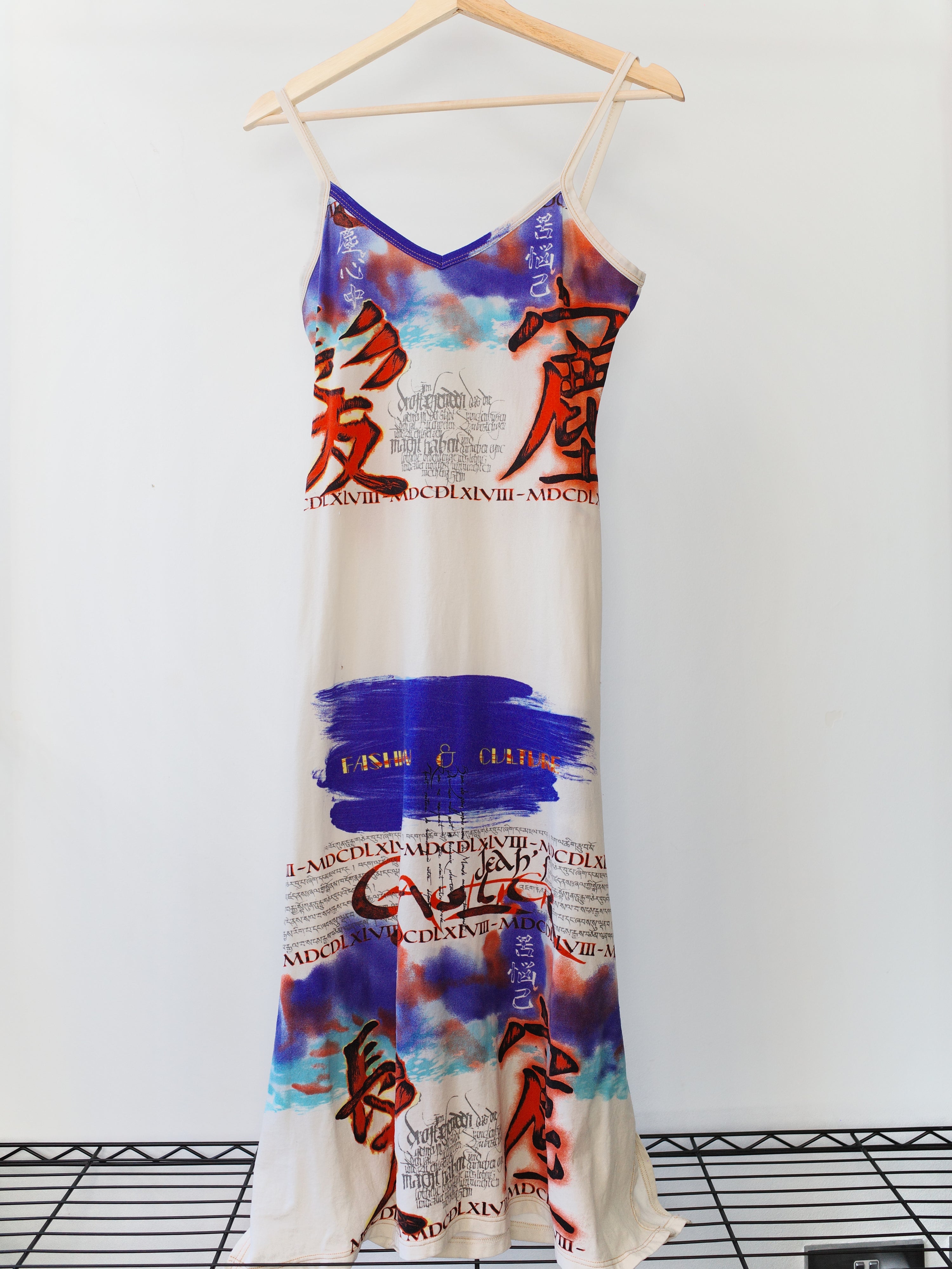 Jean Paul Gaultier Hanzi Graffiti Slip Dress – FIRE 火
