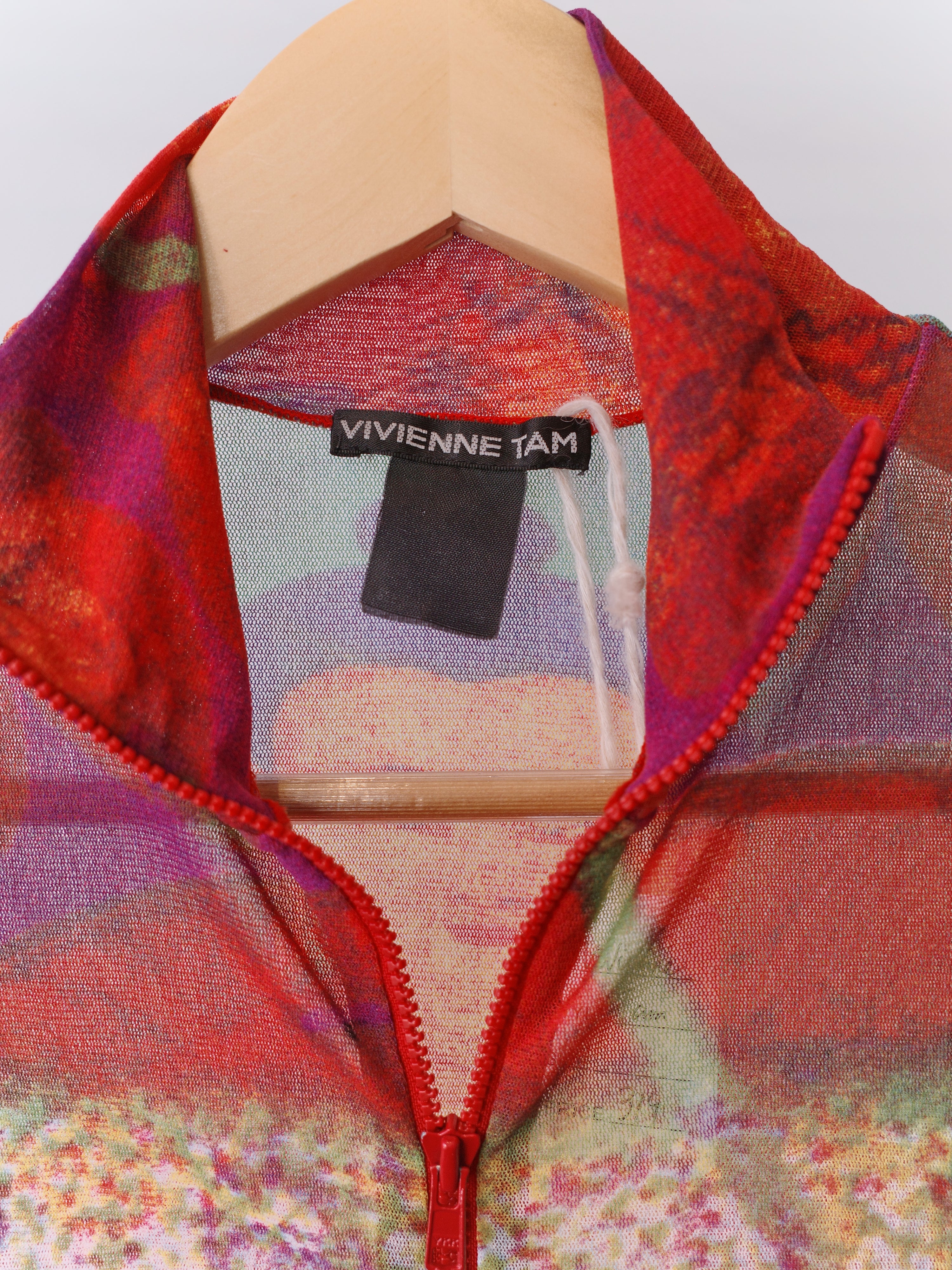 Vivienne Tam Buddha Print Mesh Top – FIRE 火