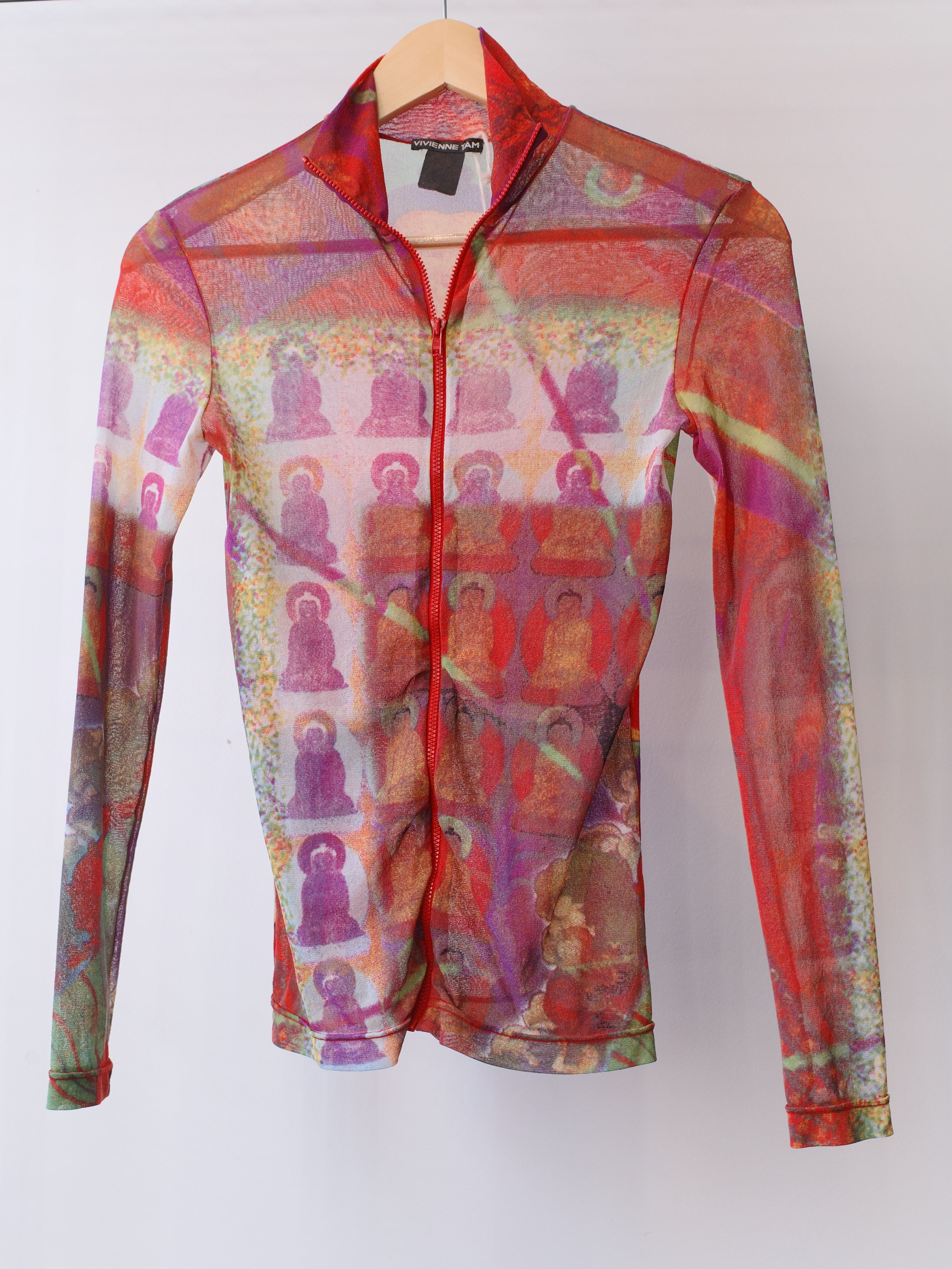 Vivienne Tam Buddha Print Mesh Top – FIRE 火