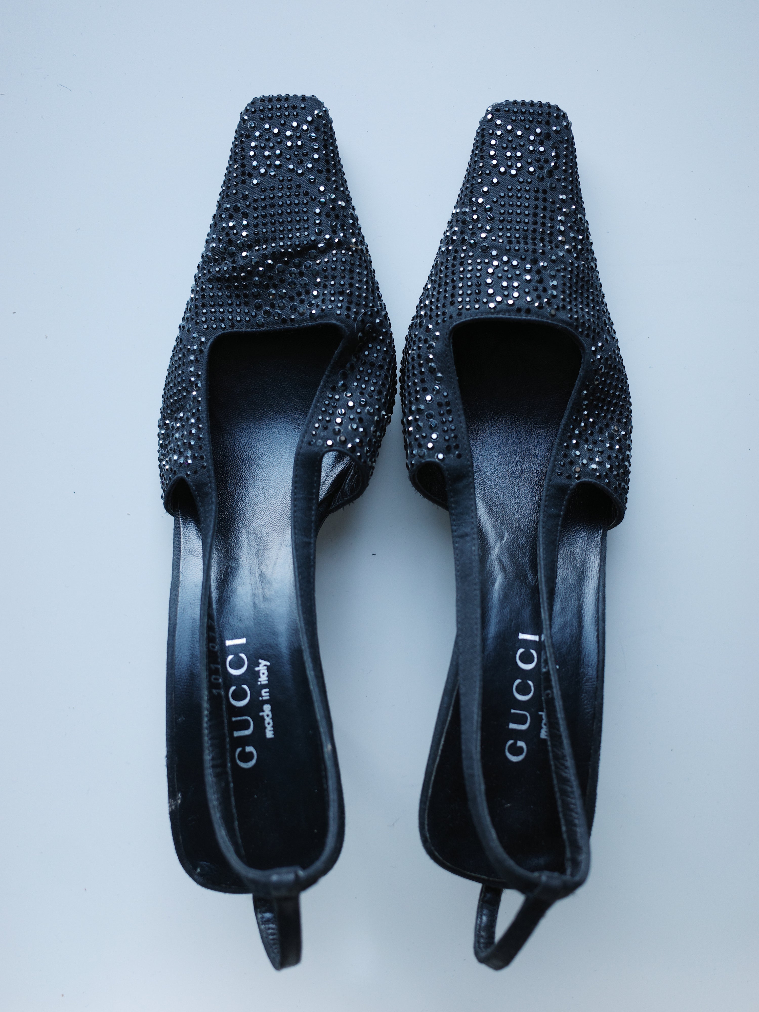 Gucci S/S 1998 Swarovski Crystal GG Slingback Heels – FIRE 火