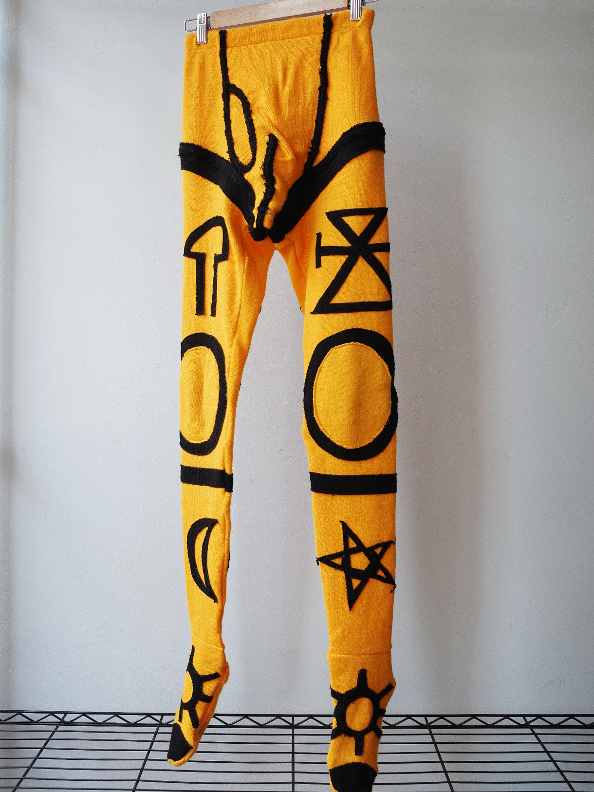 Charles Jeffrey Loverboy Yellow Symbolic Knit Bodystocking Leggings – FIRE 火