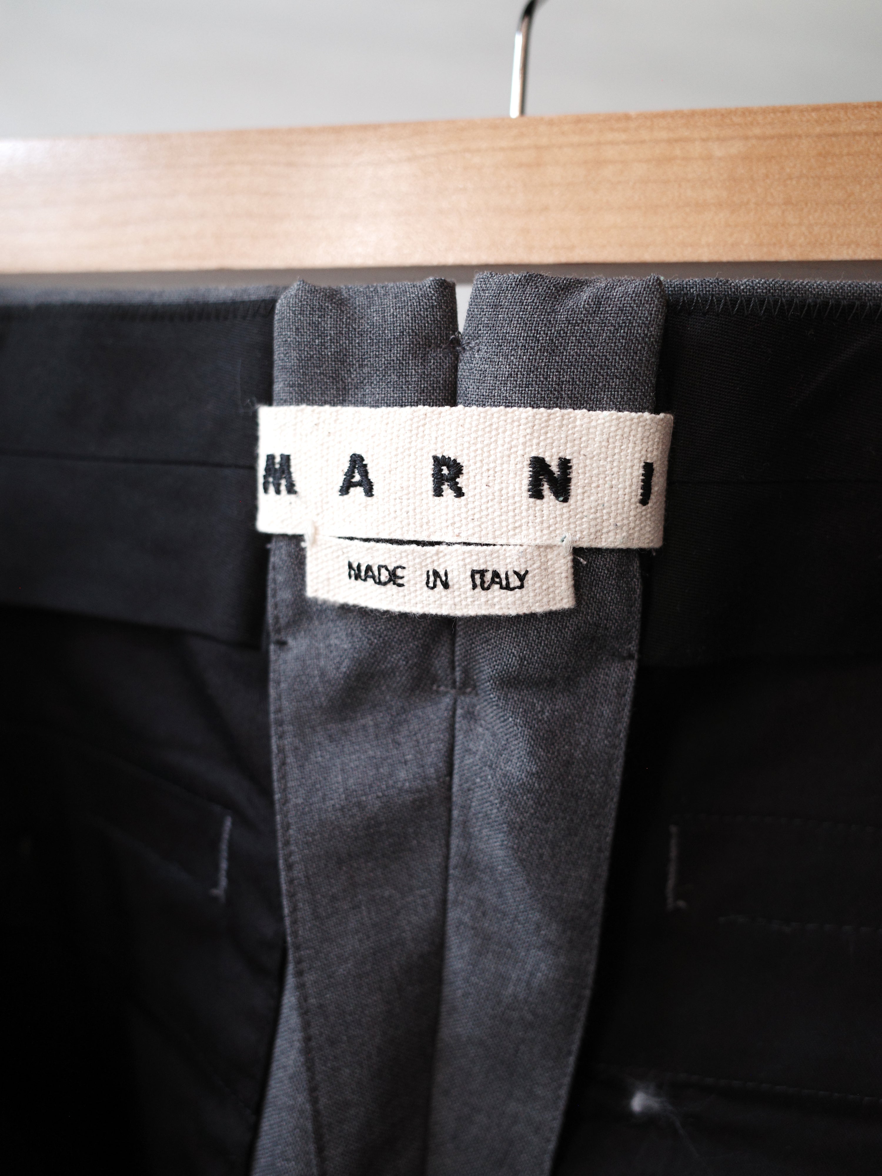 Marni Grey Black Check Spray Print Trousers