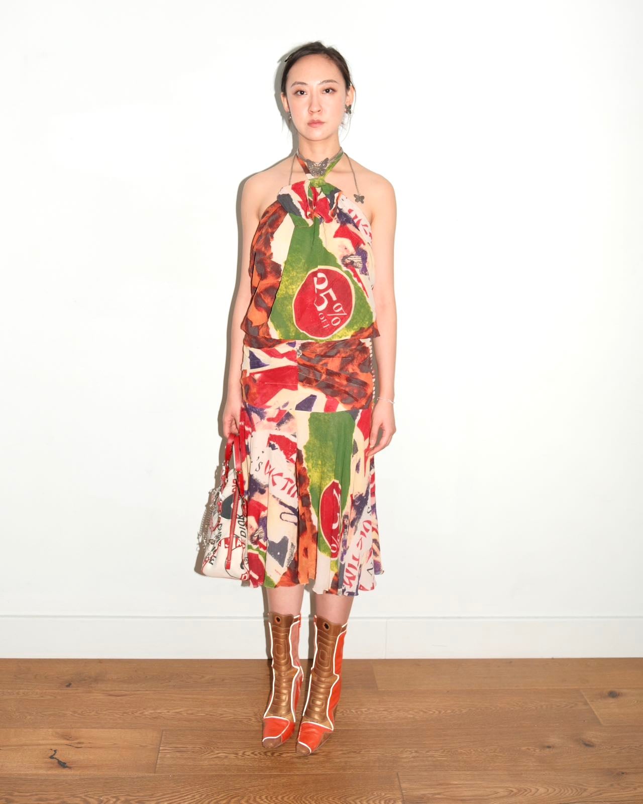 Christian Dior SS2003 “70% OFF” Abstract Print Bias-Cut Dress – FIRE 火