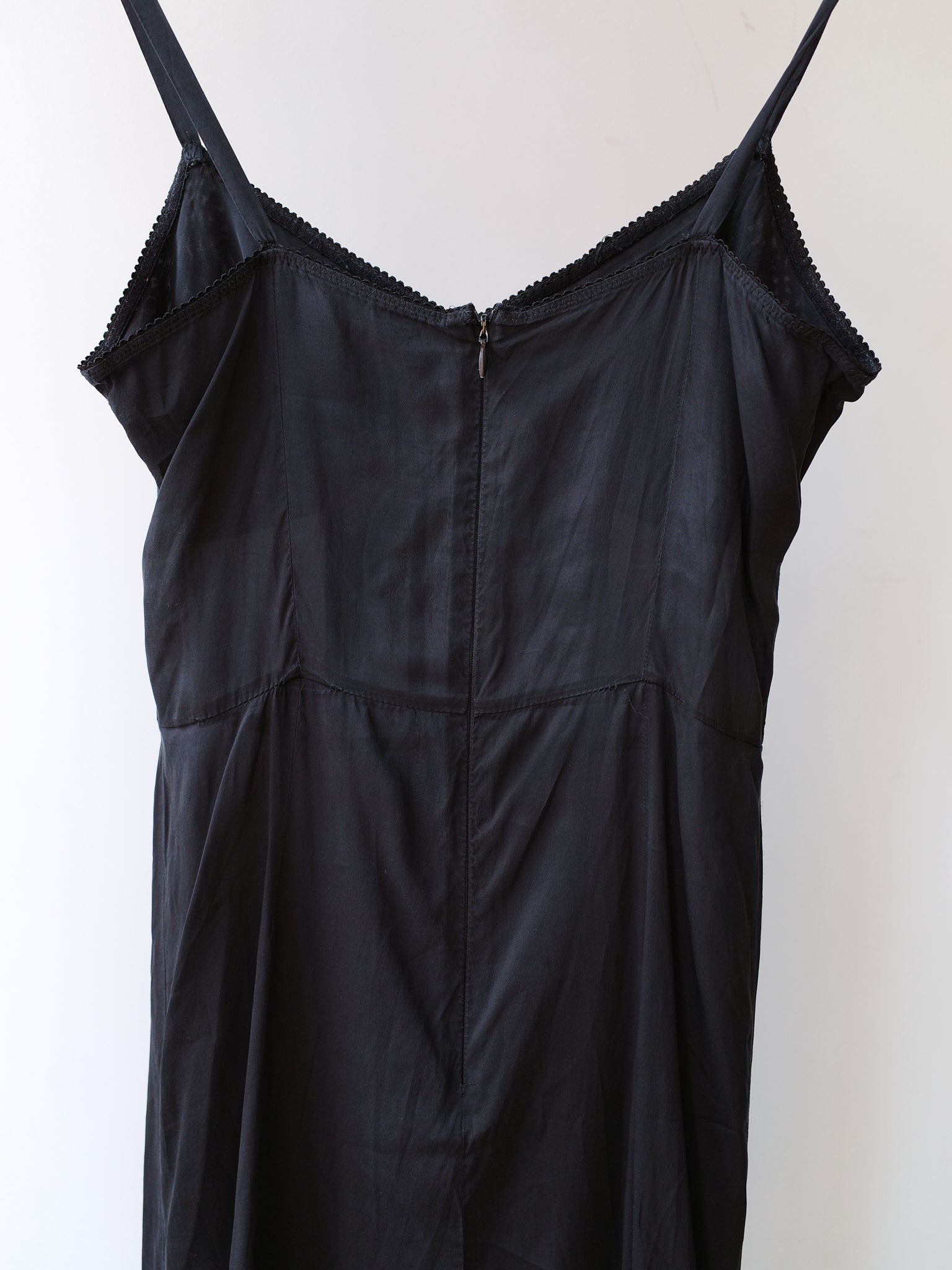 Dolce & Gabbana Black Silk Slip Dress with Lace Hem – WATER 水