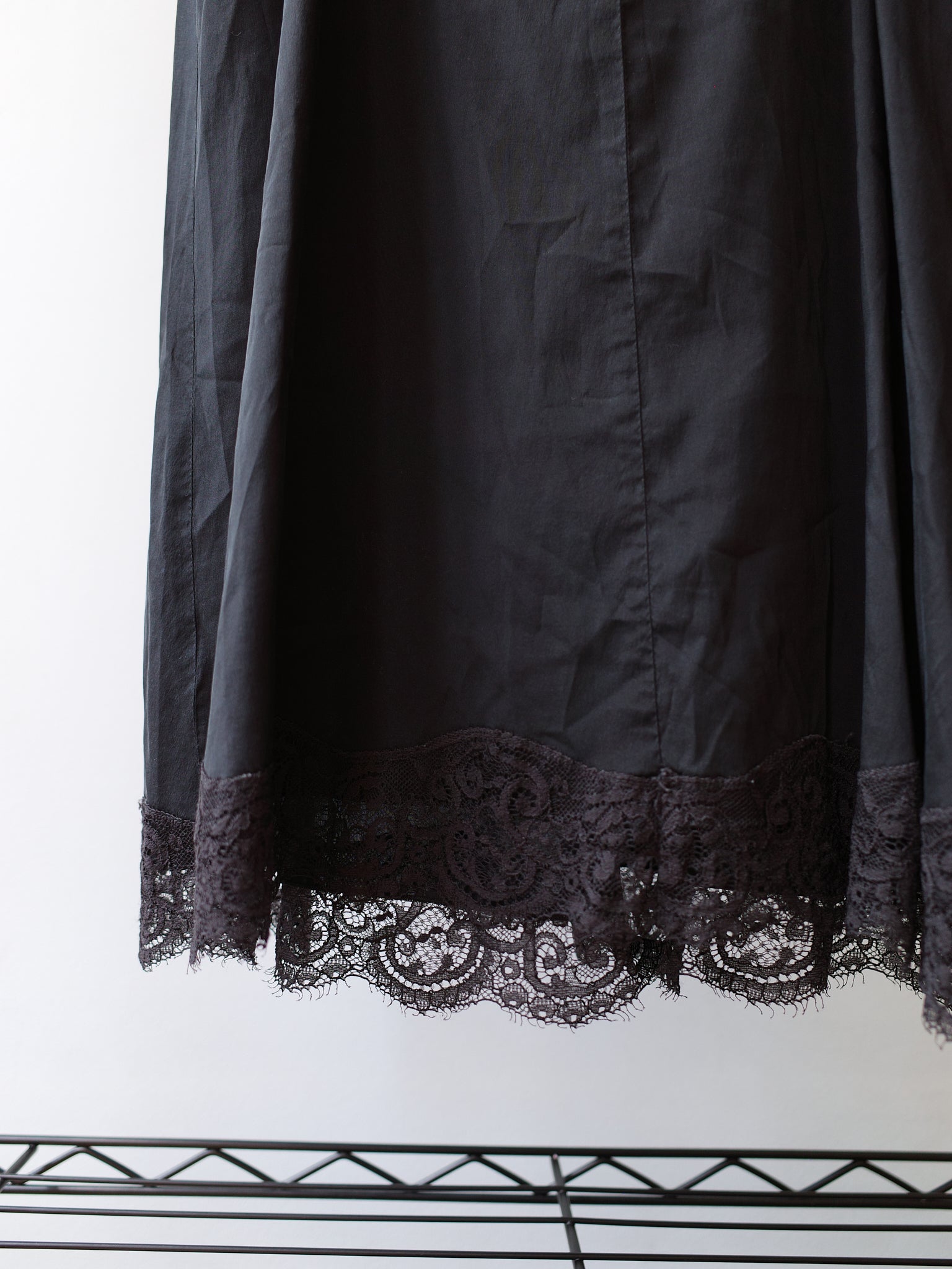 Dolce & Gabbana Black Silk Slip Dress with Lace Hem – WATER 水