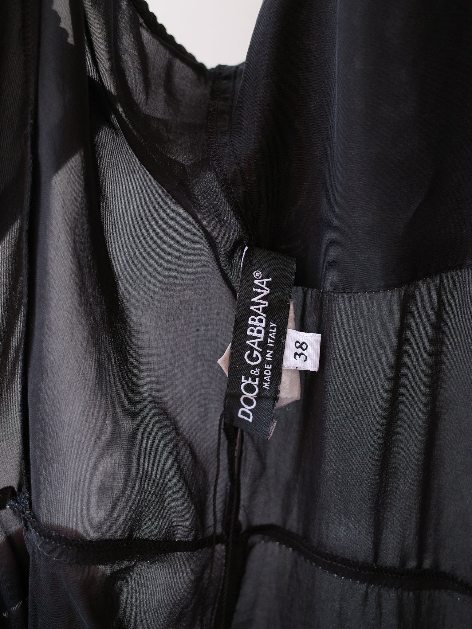 Dolce & Gabbana Black Silk Slip Dress with Lace Hem – WATER 水