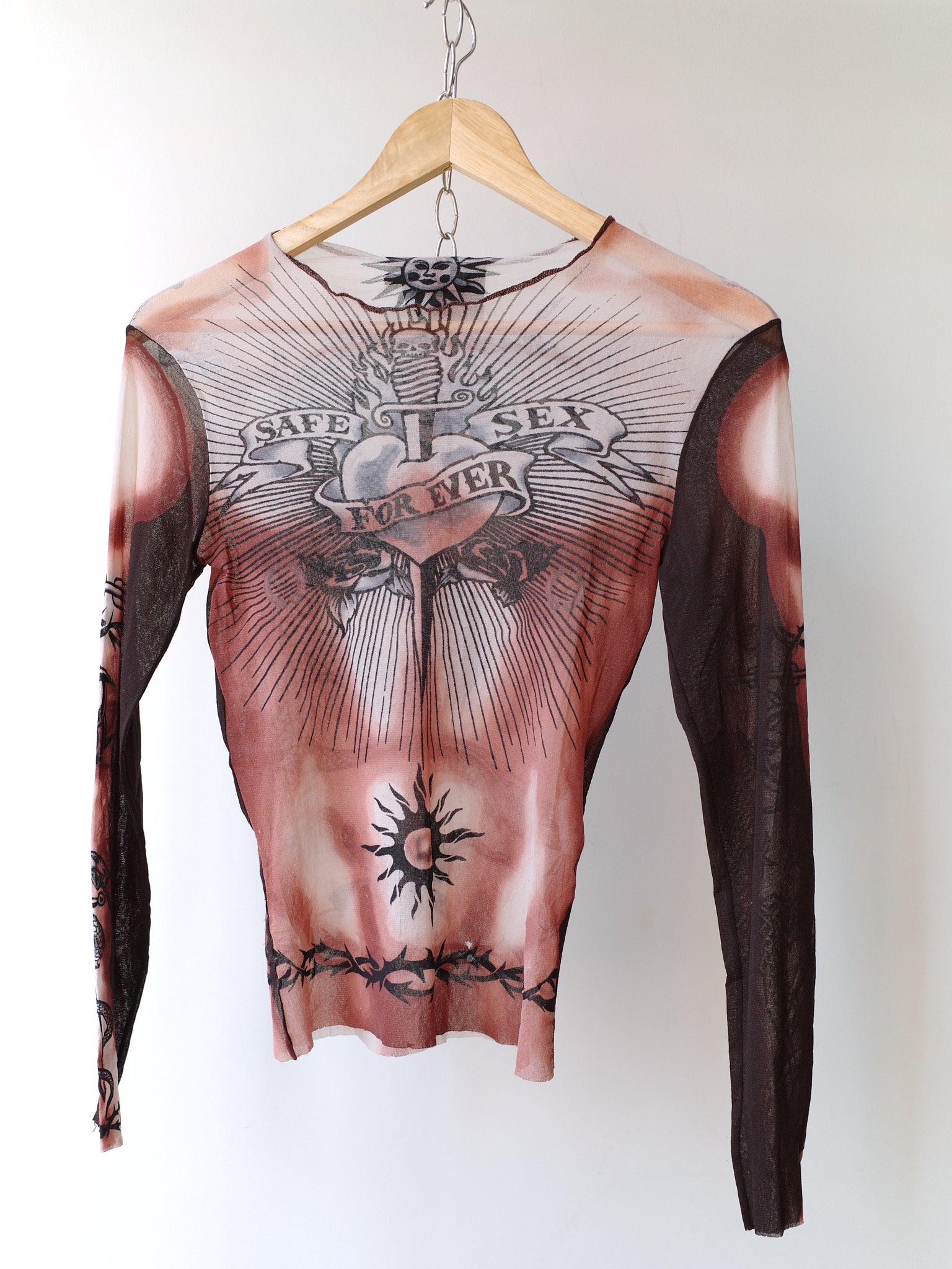 Jean Paul Gaultier S/S 1996 “Safe Sex Forever” Dragon Tattoo Mesh Top – FIRE 火