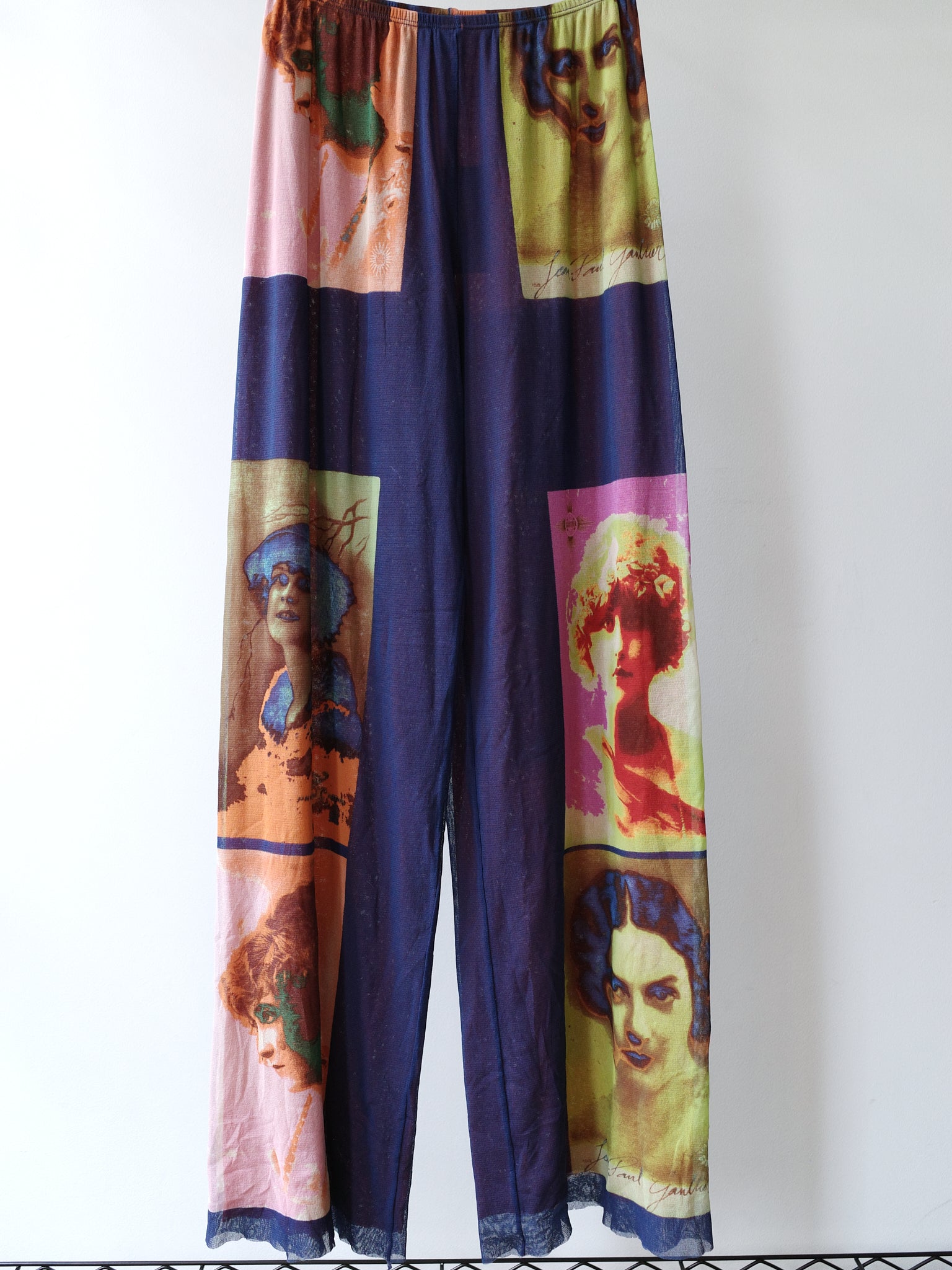 Jean Paul Gaultier S/S 2002 “Portrait Print” Mesh Trousers – EARTH 土