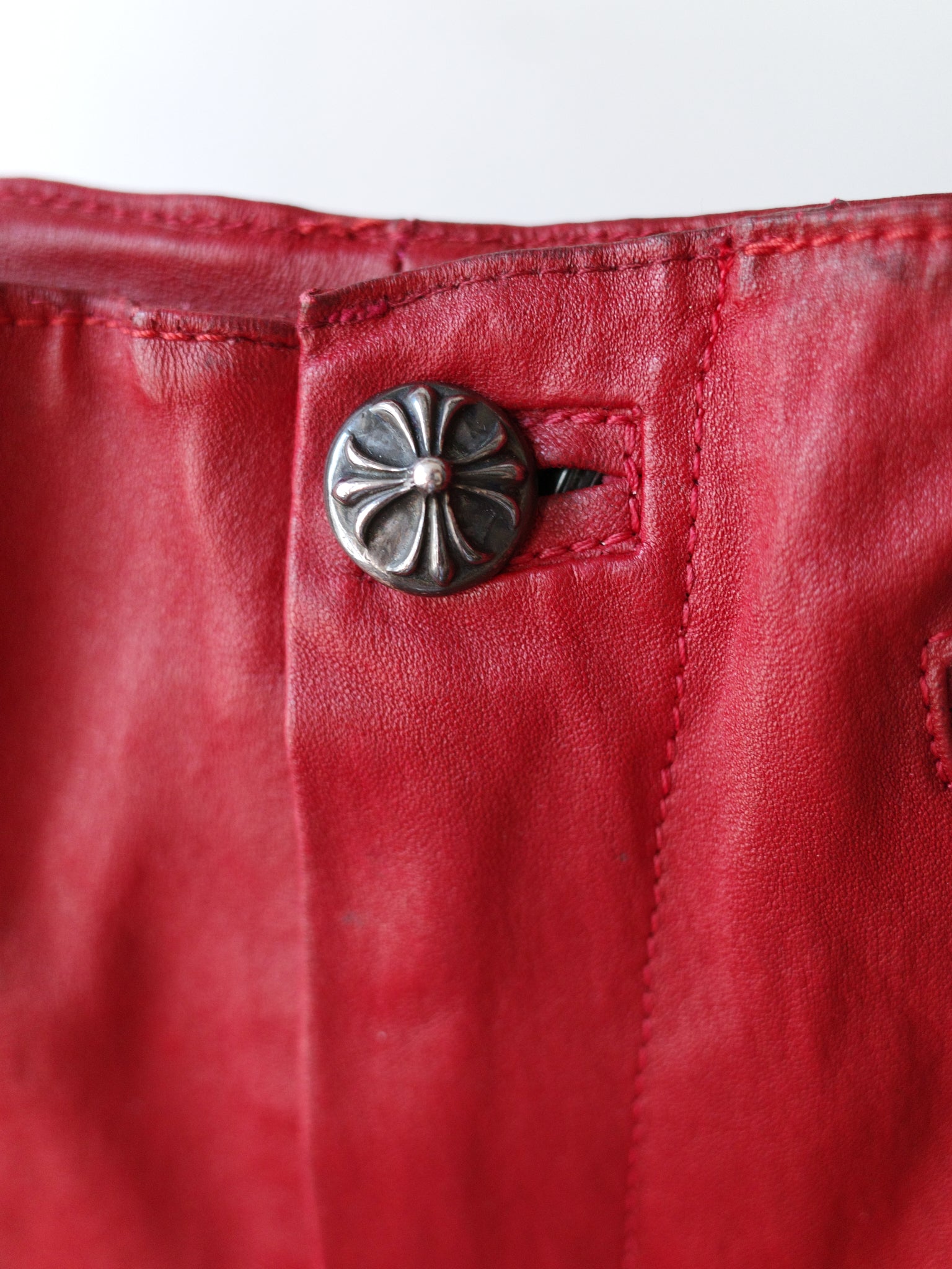 Chrome Hearts Ultra-Rare Red Full Leather Pants – FIRE 火