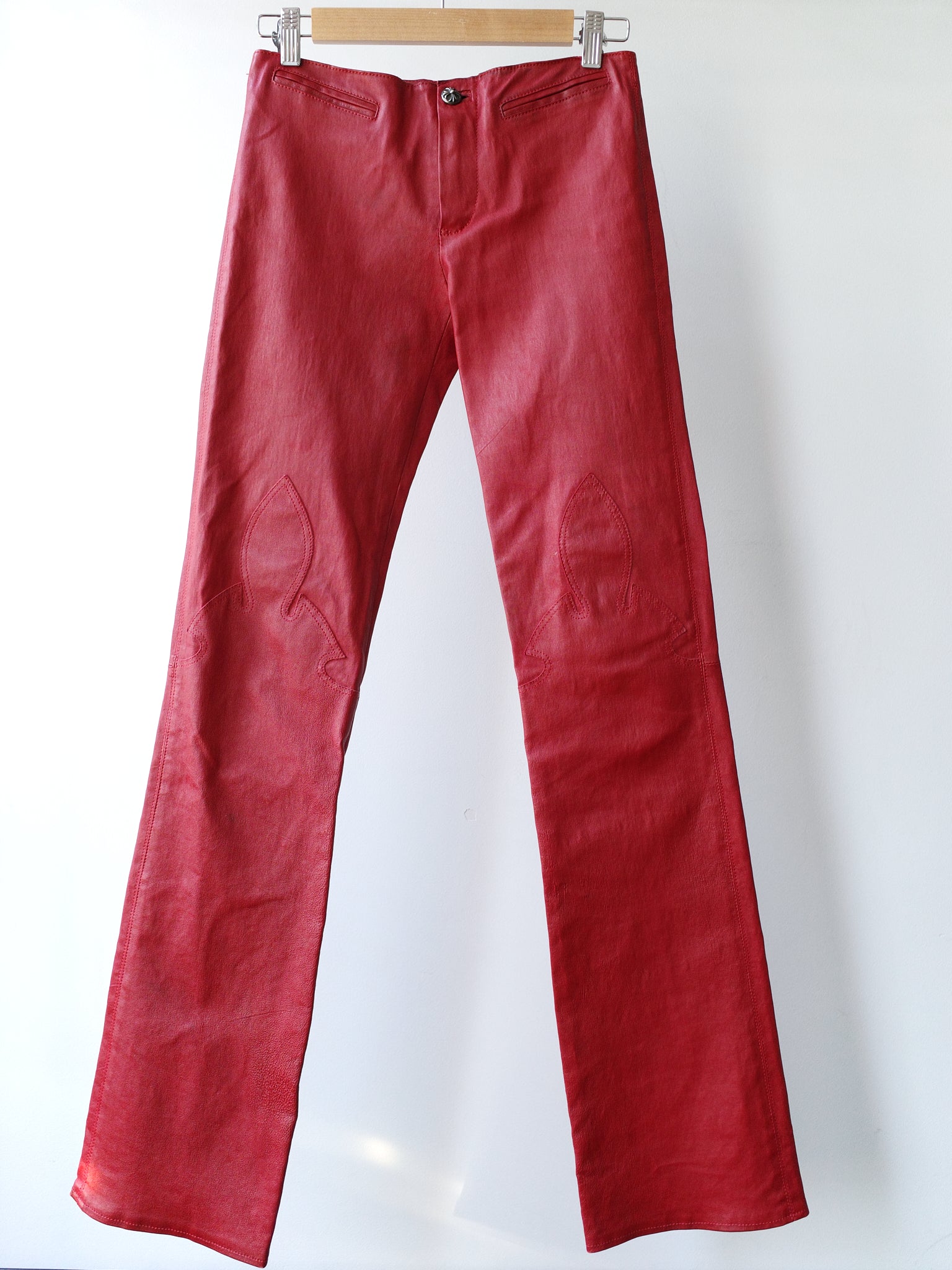 Chrome Hearts Ultra-Rare Red Full Leather Pants – FIRE 火