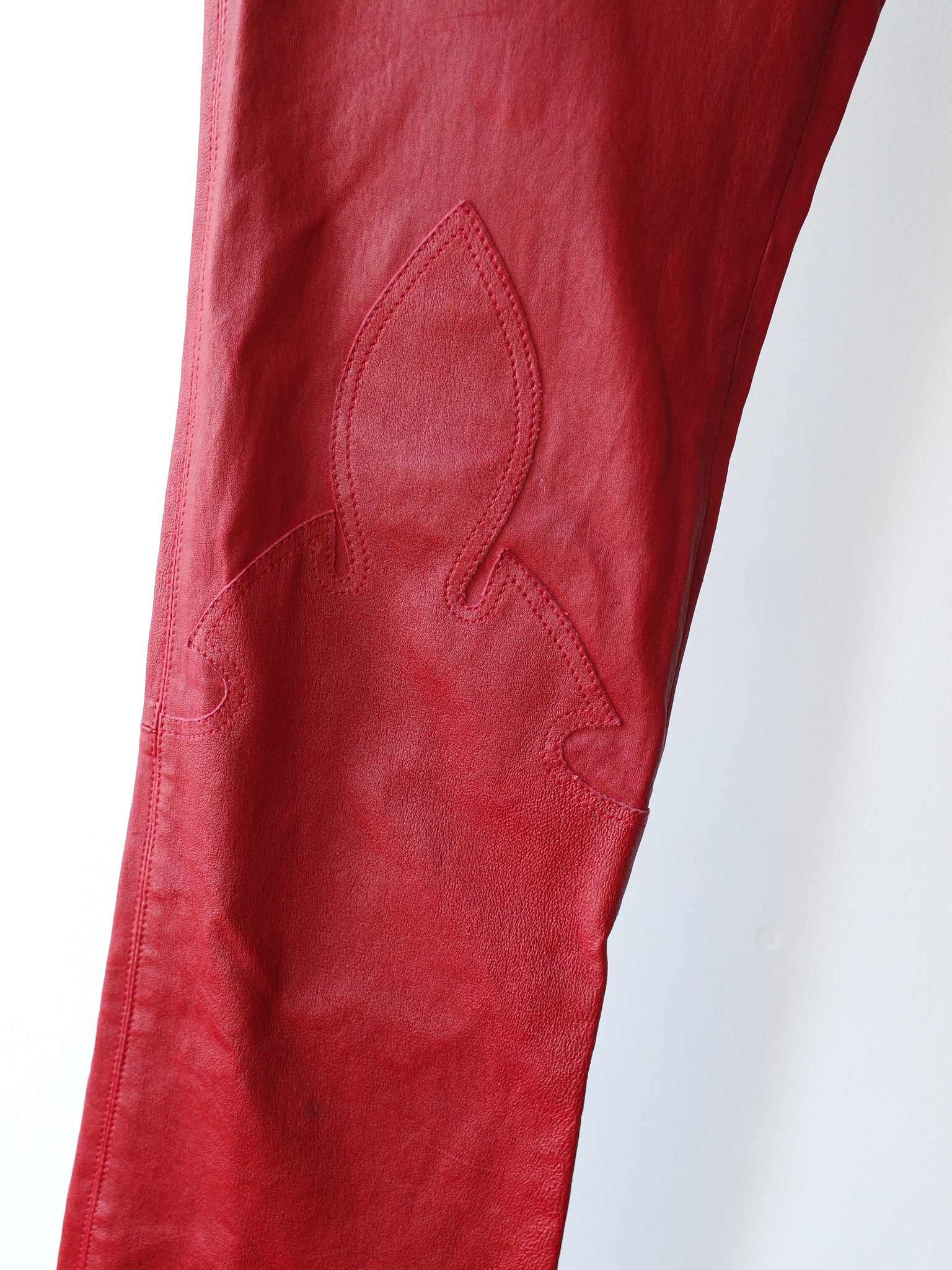 Chrome Hearts Ultra-Rare Red Full Leather Pants – FIRE 火