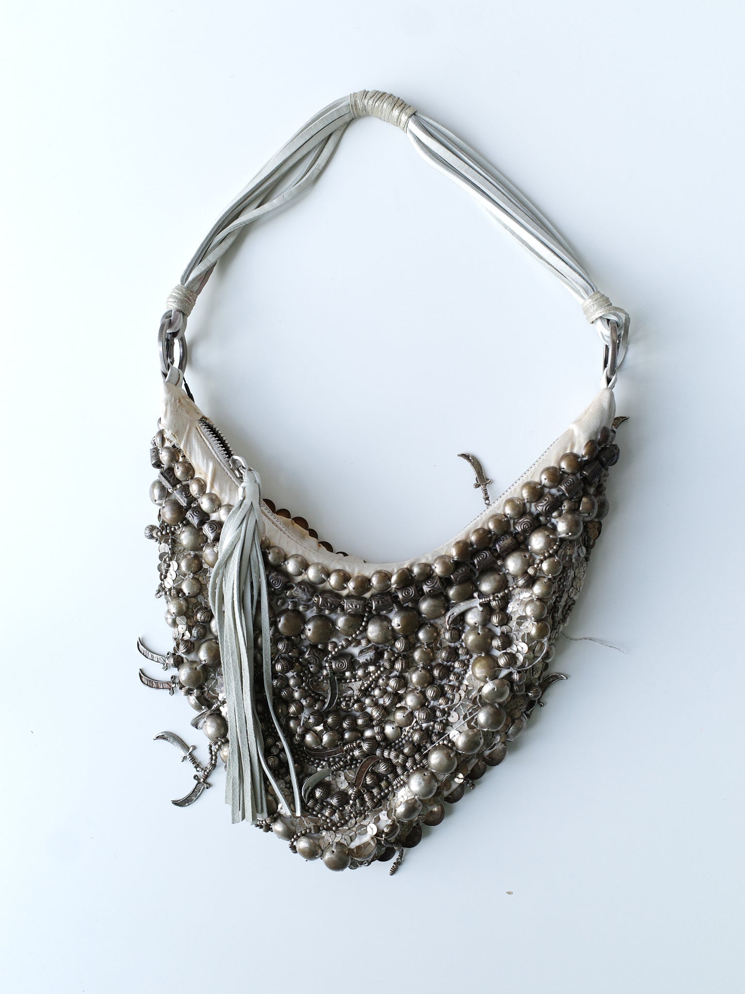 Cesare Paciotti Rare Heavy Metal Beaded Shoulder Bag – METAL 金