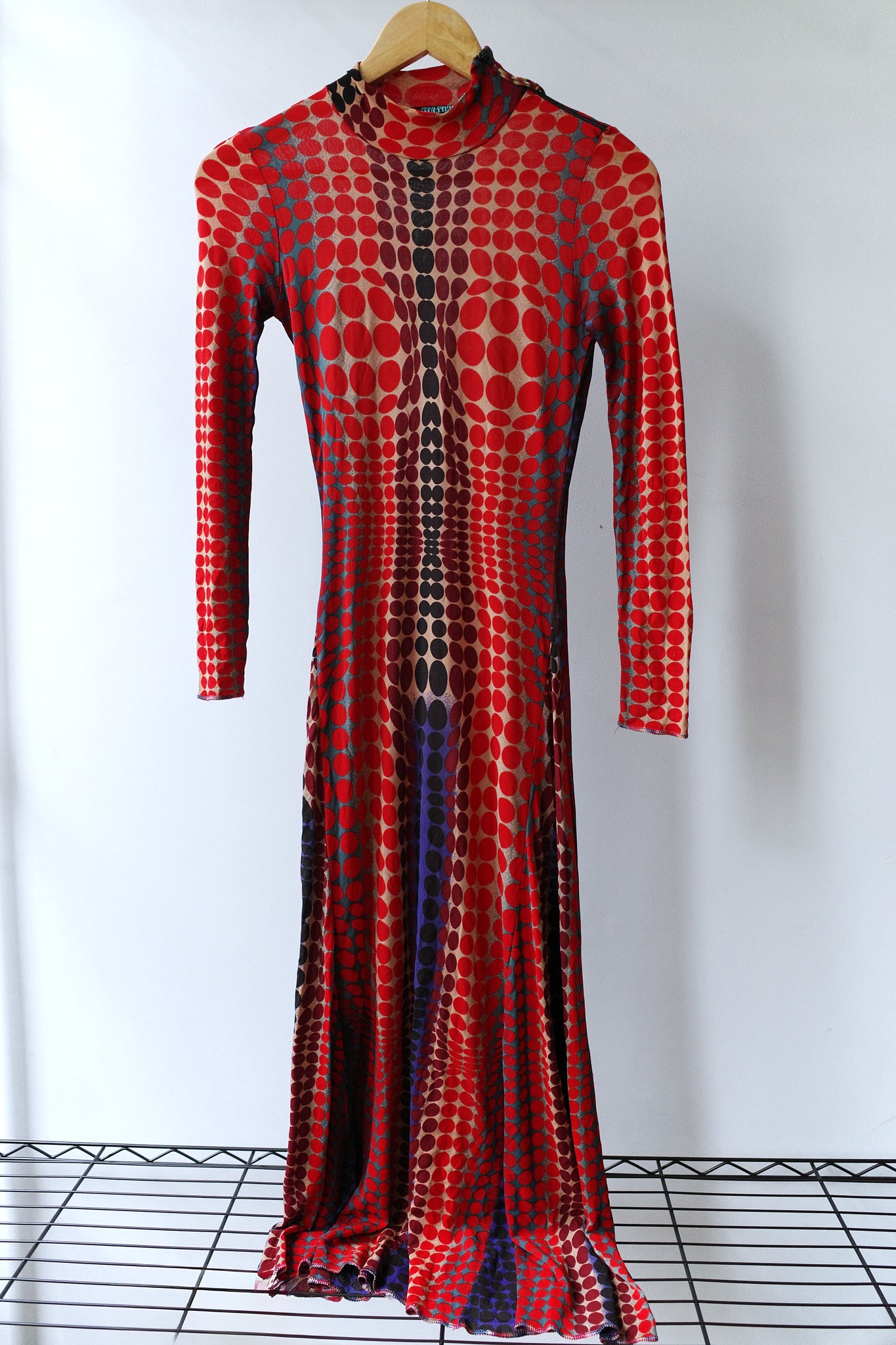 Jean Paul Gaultier S/S 1996 “Cyberdots” Optical Mesh Gown – FIRE 火