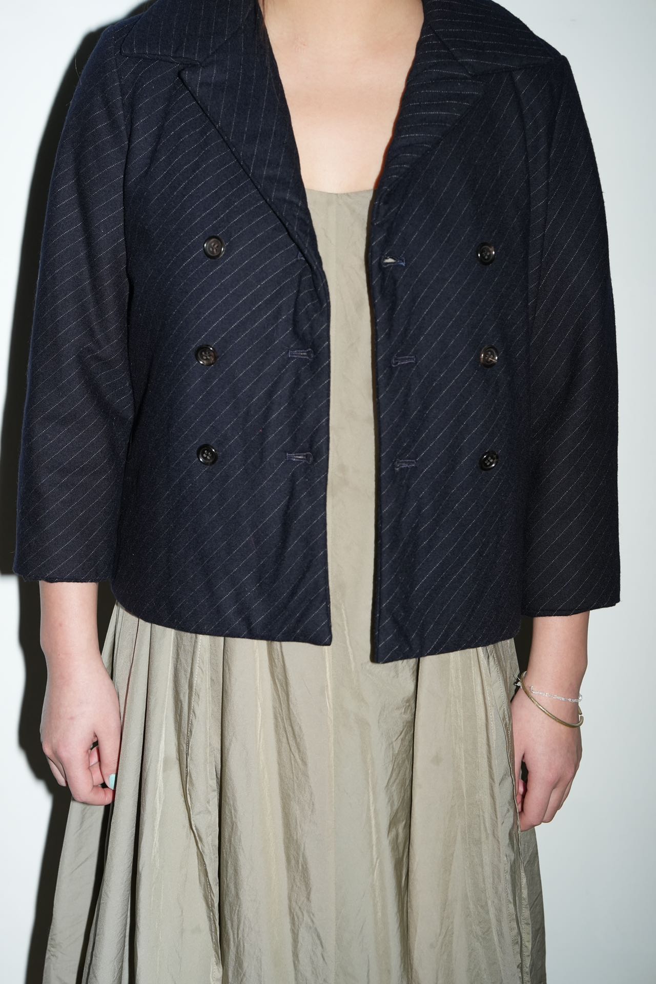 tricot COMME des GARÇONS Navy Pinstripe Padded Jacket – Water 水