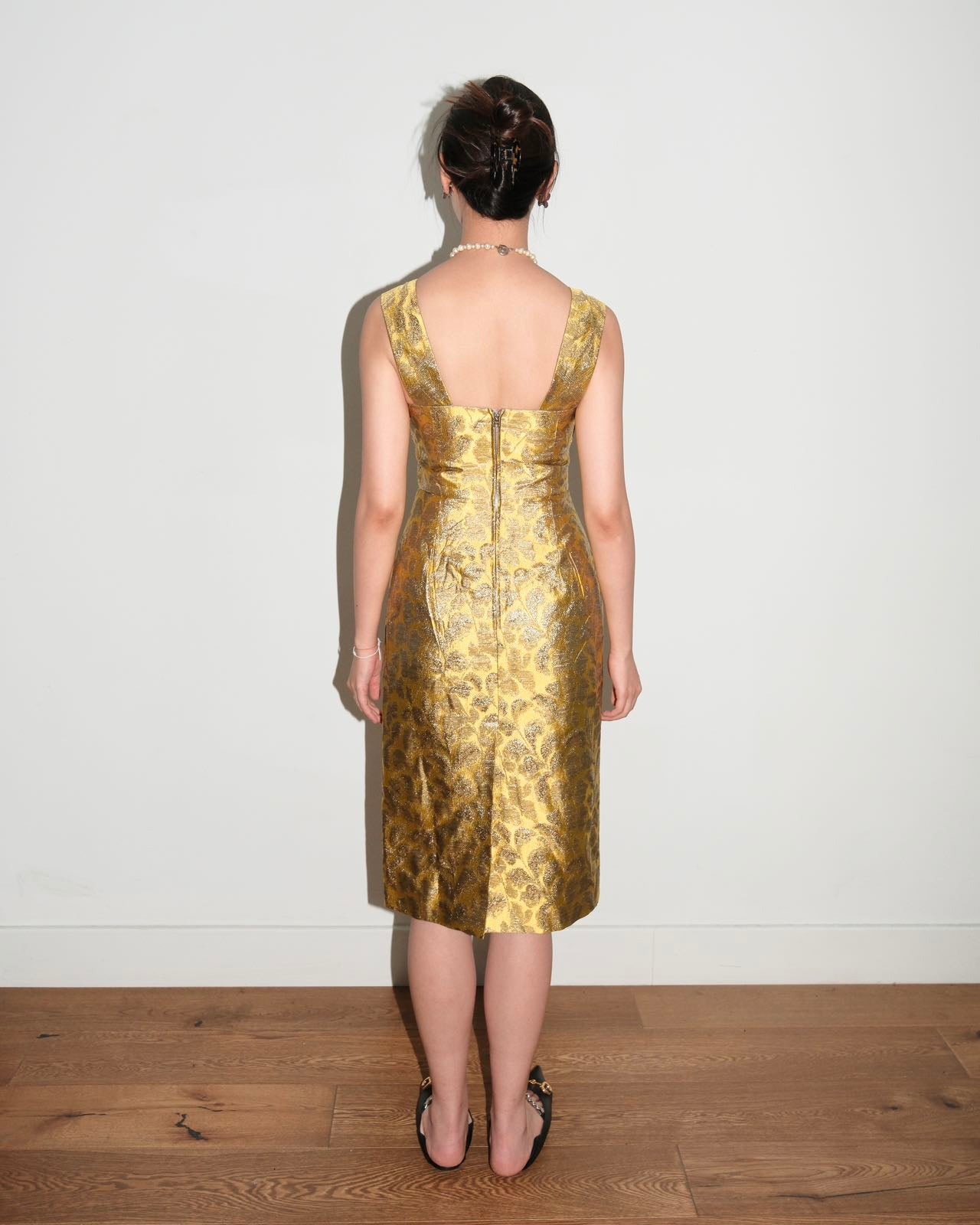 Prada Gold Brocade Sculptural Dress – METAL 金