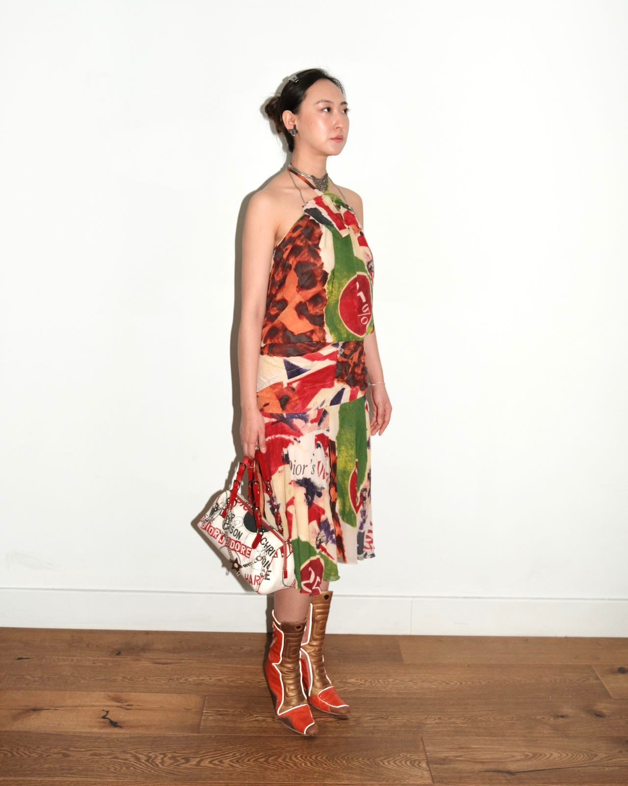 Christian Dior SS2003 “70% OFF” Abstract Print Bias-Cut Dress – FIRE 火