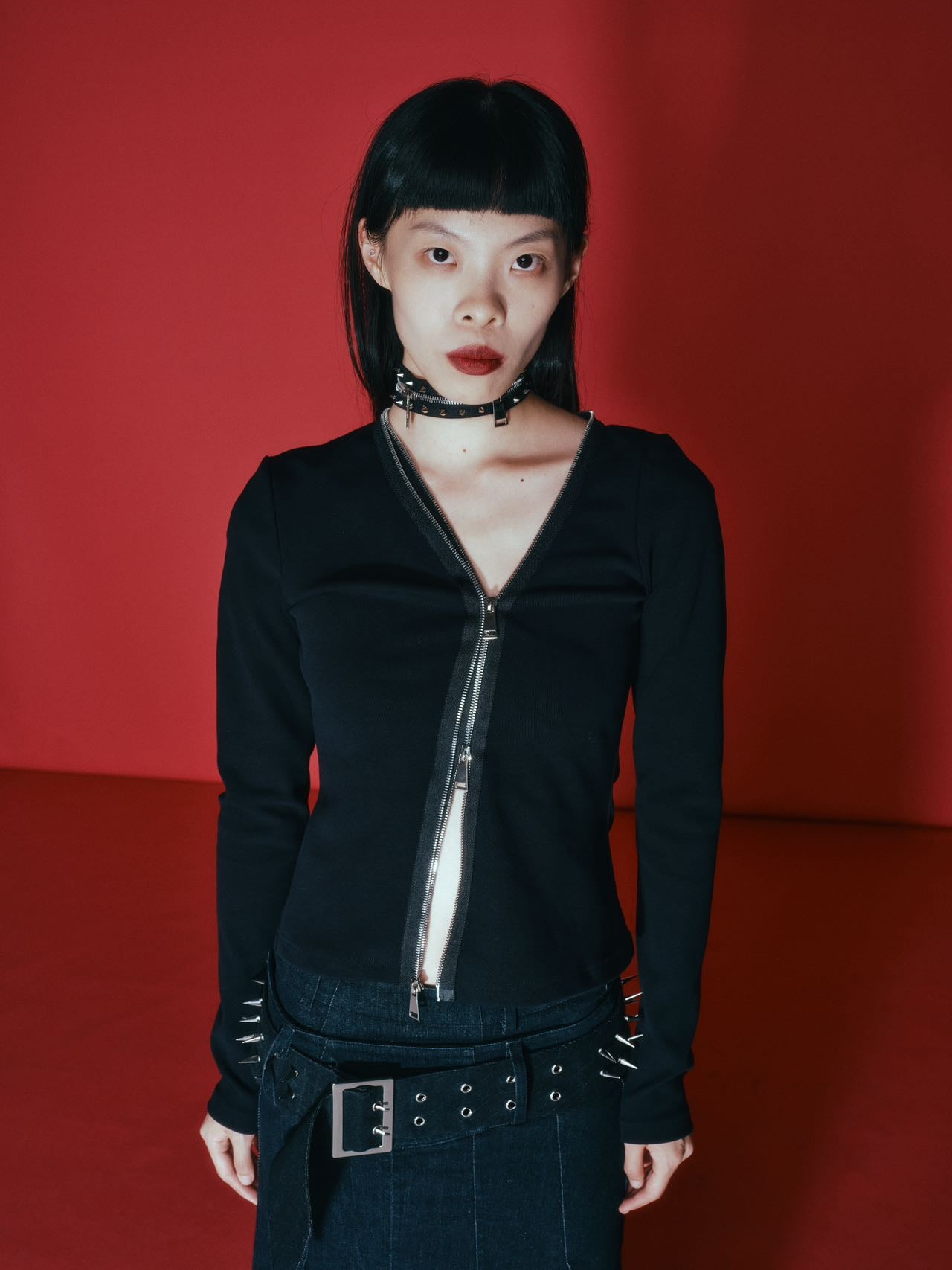 OVER RANGE Black Zippered Fitted Jacket – METAL 金
