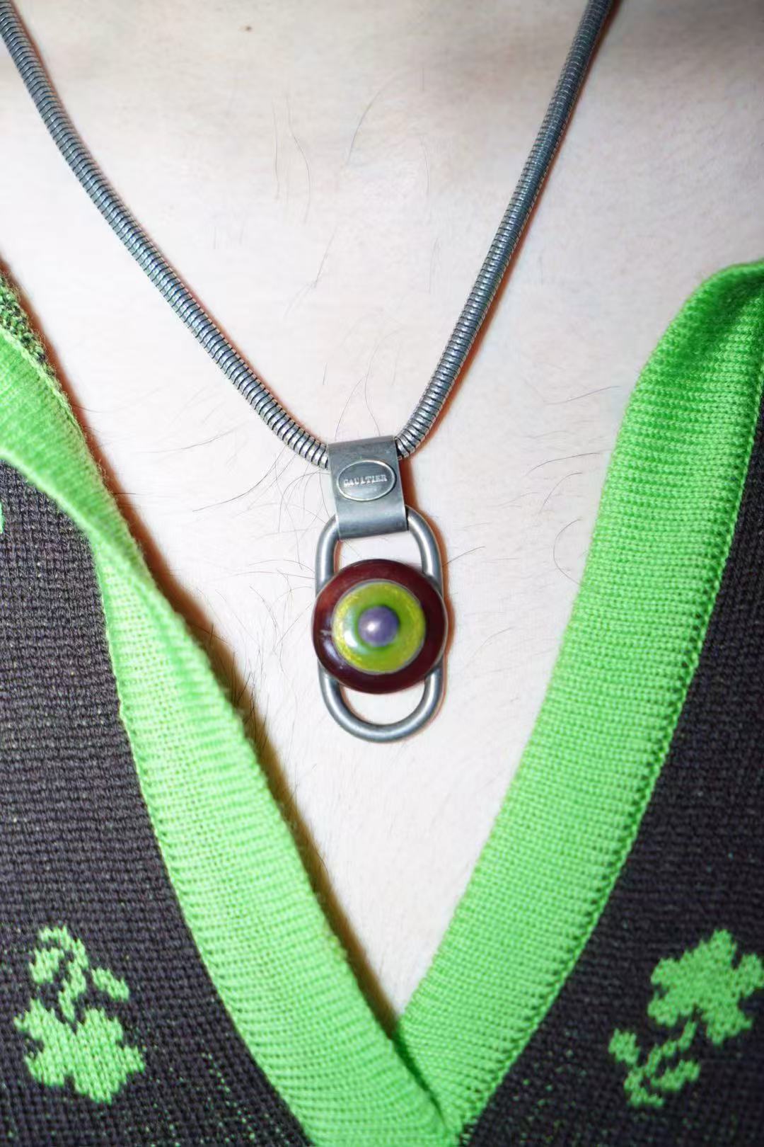 Jean Paul Gaultier 90s Vintage Tribal Fob Metal Necklace