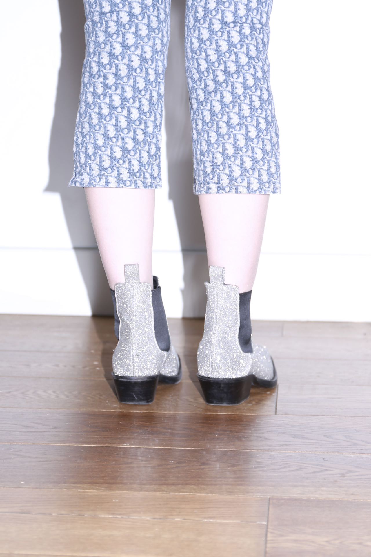 Calvin Klein 205W39NYC Silver Glitter Western Boots – METAL 金