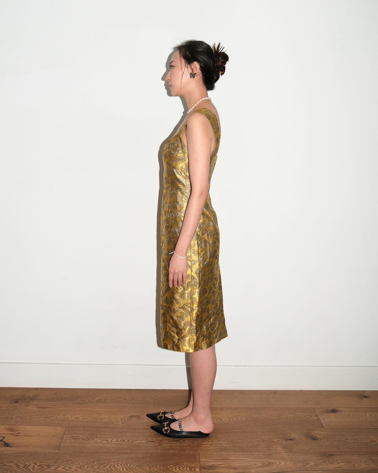 Prada Gold Brocade Sculptural Dress – METAL 金