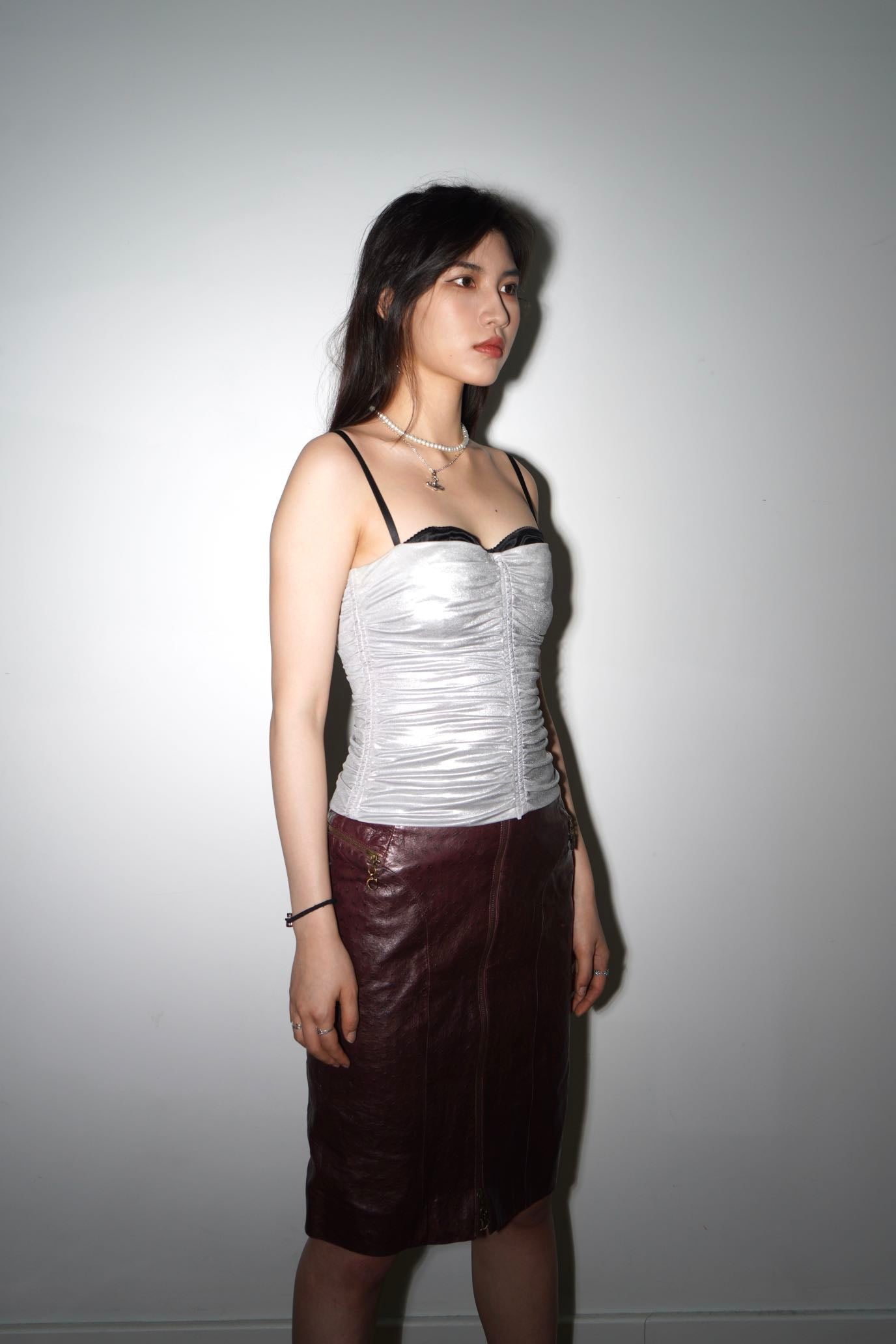 Dolce & Gabbana S/S 2003 Silver Ruched Lame Corset – METAL 金