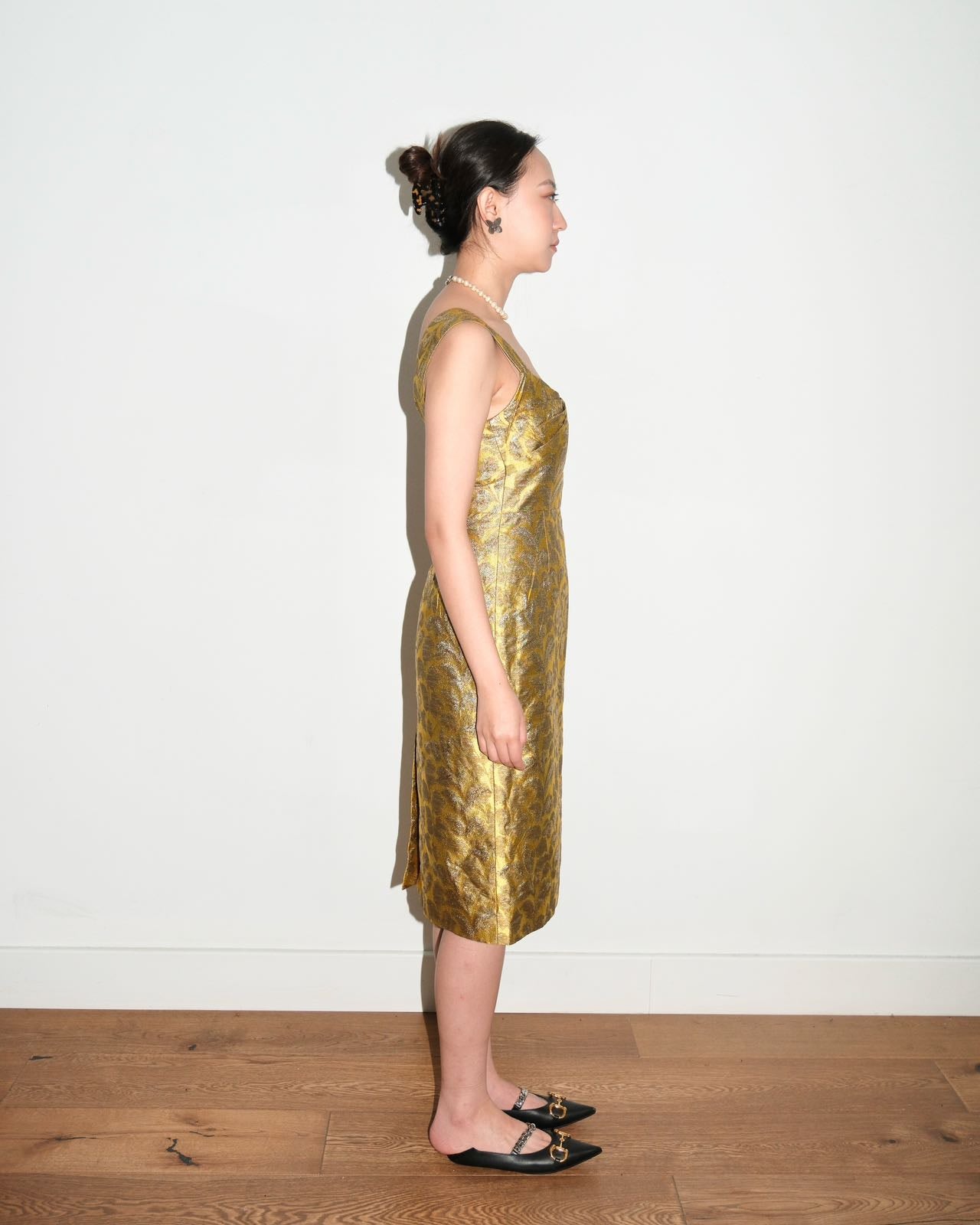 Prada Gold Brocade Sculptural Dress – METAL 金