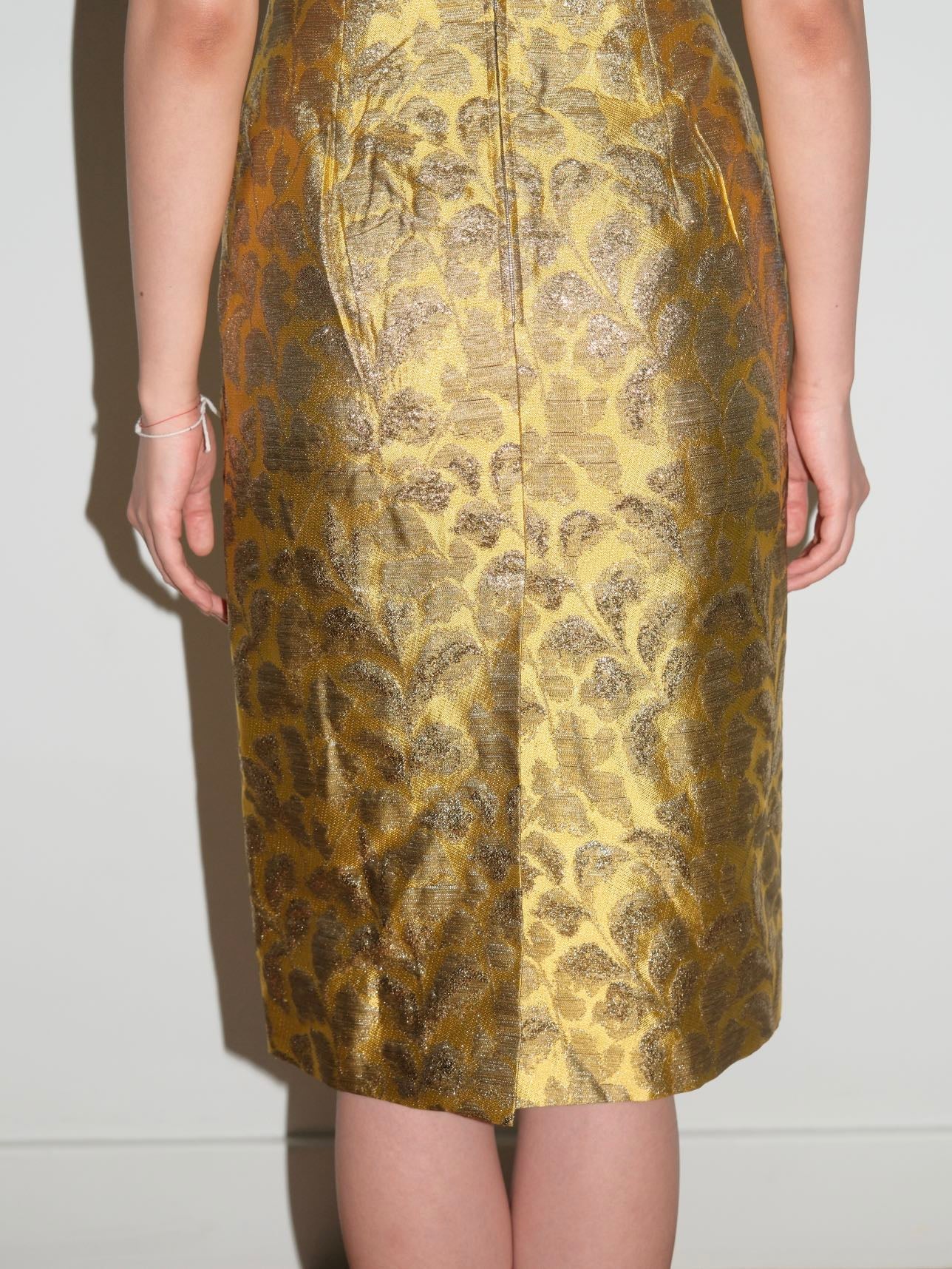 Prada Gold Brocade Sculptural Dress – METAL 金