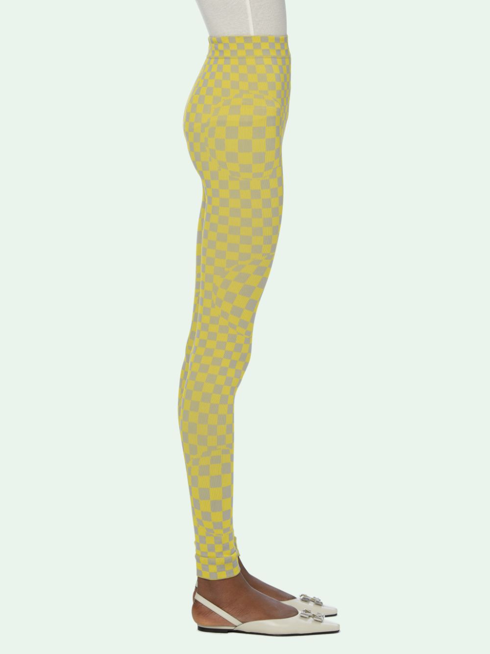 Off-White Yellow-Grey Checkered Knit Leggings – EARTH 土