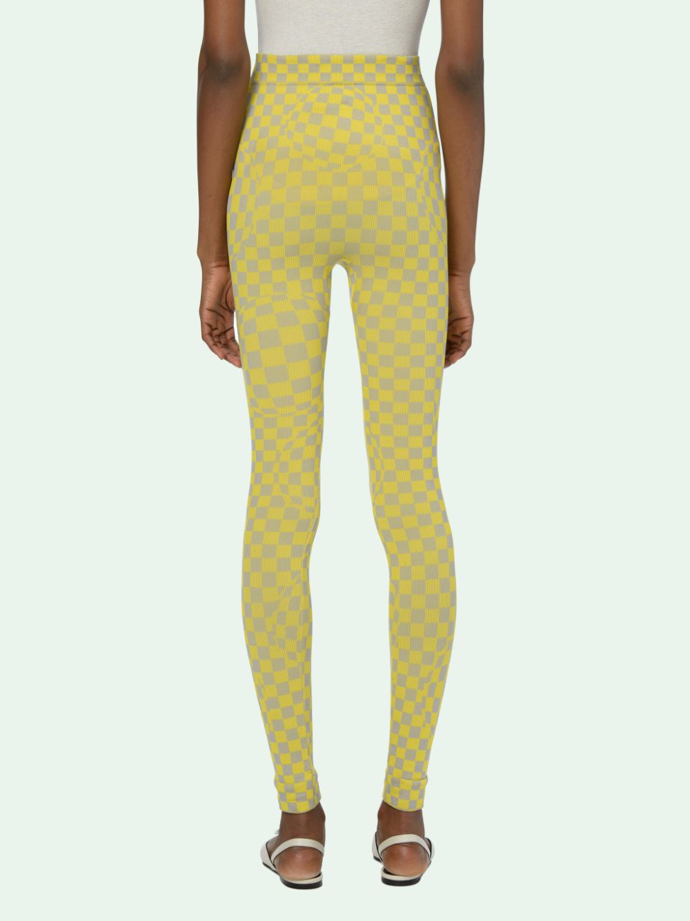 Off-White Yellow-Grey Checkered Knit Leggings – EARTH 土