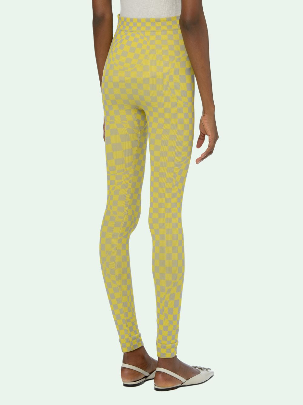 Off-White Yellow-Grey Checkered Knit Leggings – EARTH 土