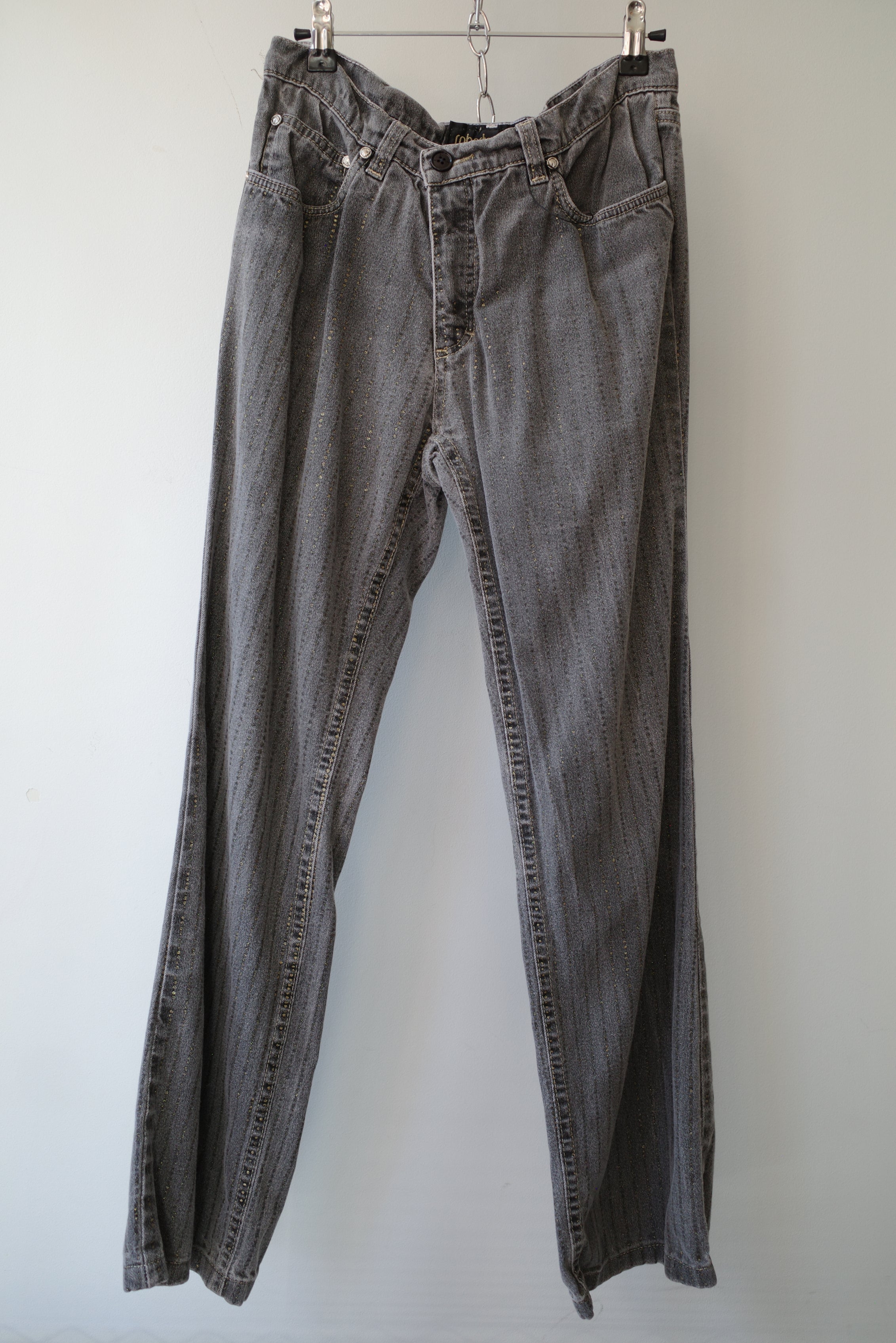 Roberto Cavalli Vintage Glitter-Flecked Grey Jeans – EARTH 土