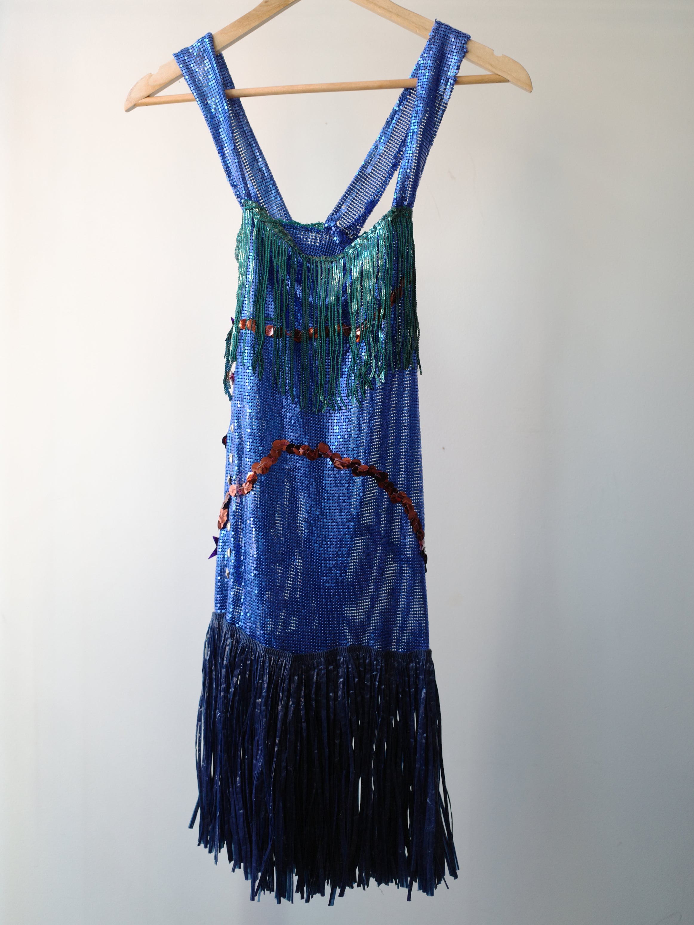 PE99Y YAN9 Blue Chainmail Fringe Dress – FIRE 火