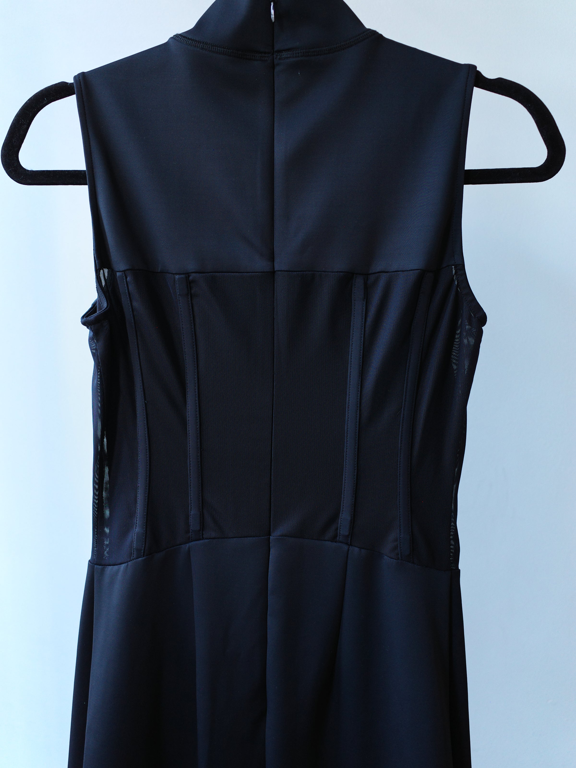 OVER RANGE Jersey Corset-Panel Mesh Back Dress – FIRE 火