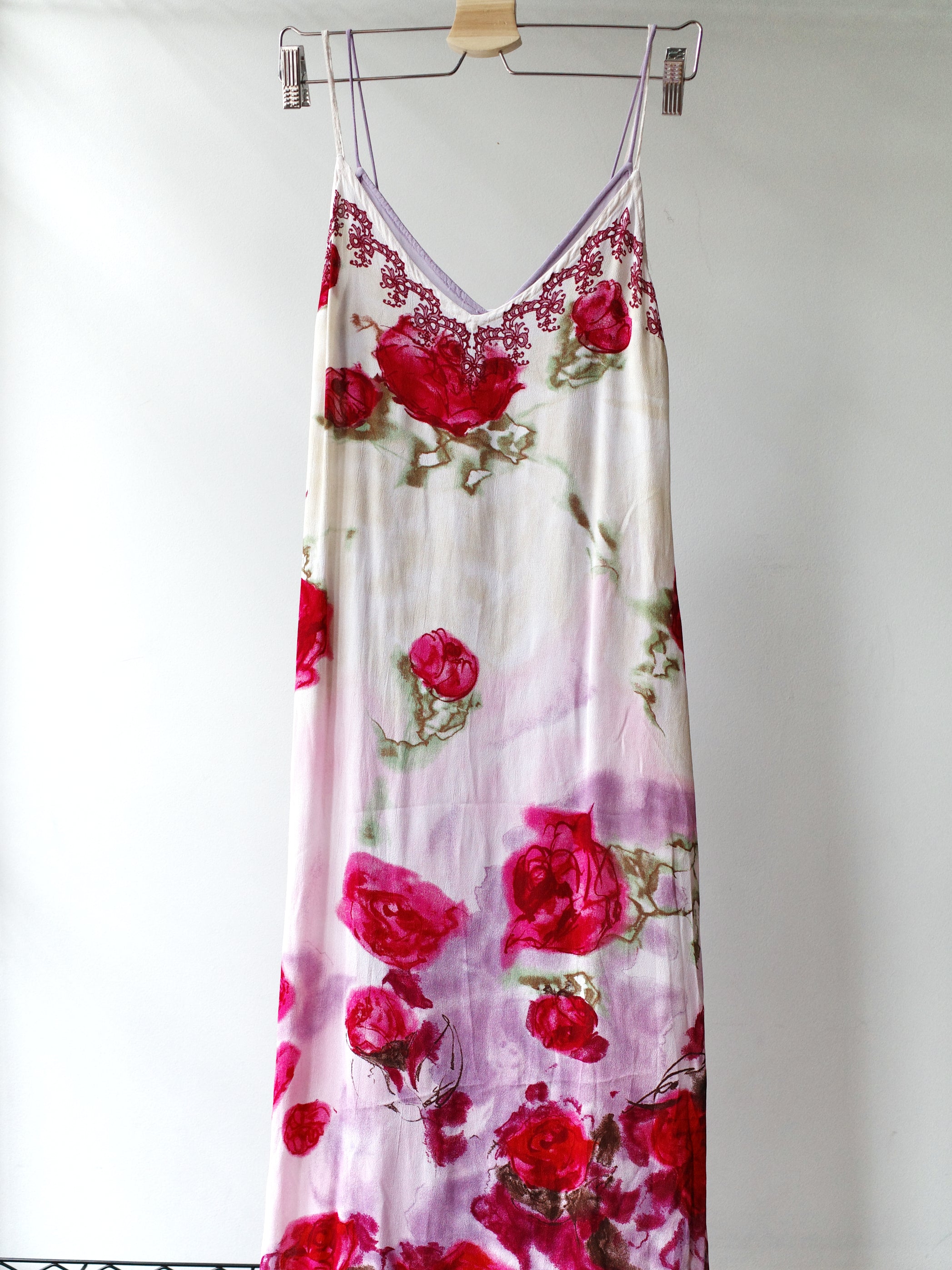 Blumarine F/W 1997 Rose-Print Layered Hooded Slip Dress – WATER 水