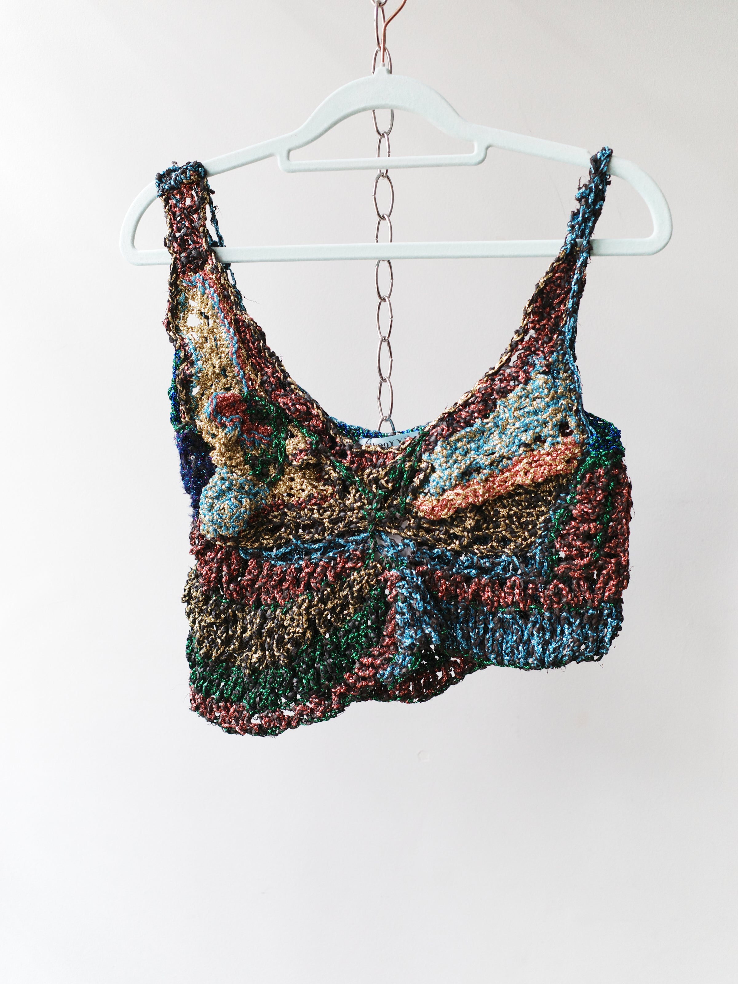 PE99Y YAN9 Hand-Crocheted Metallic Yarn Top – METAL 金