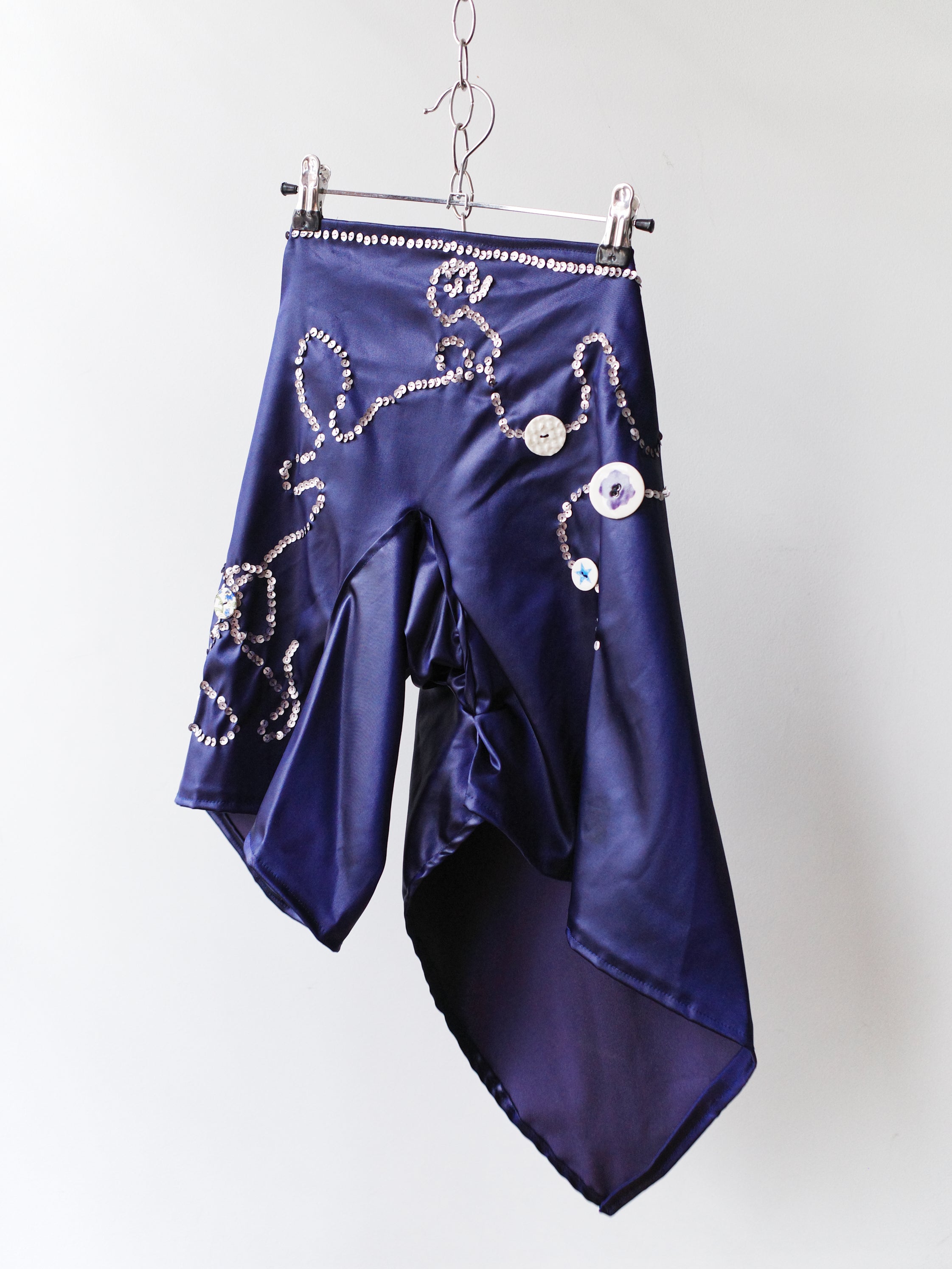 PE99Y YAN9 Asymmetric Silk Skirt-Pant with Ceramic Buttons – WATER 水