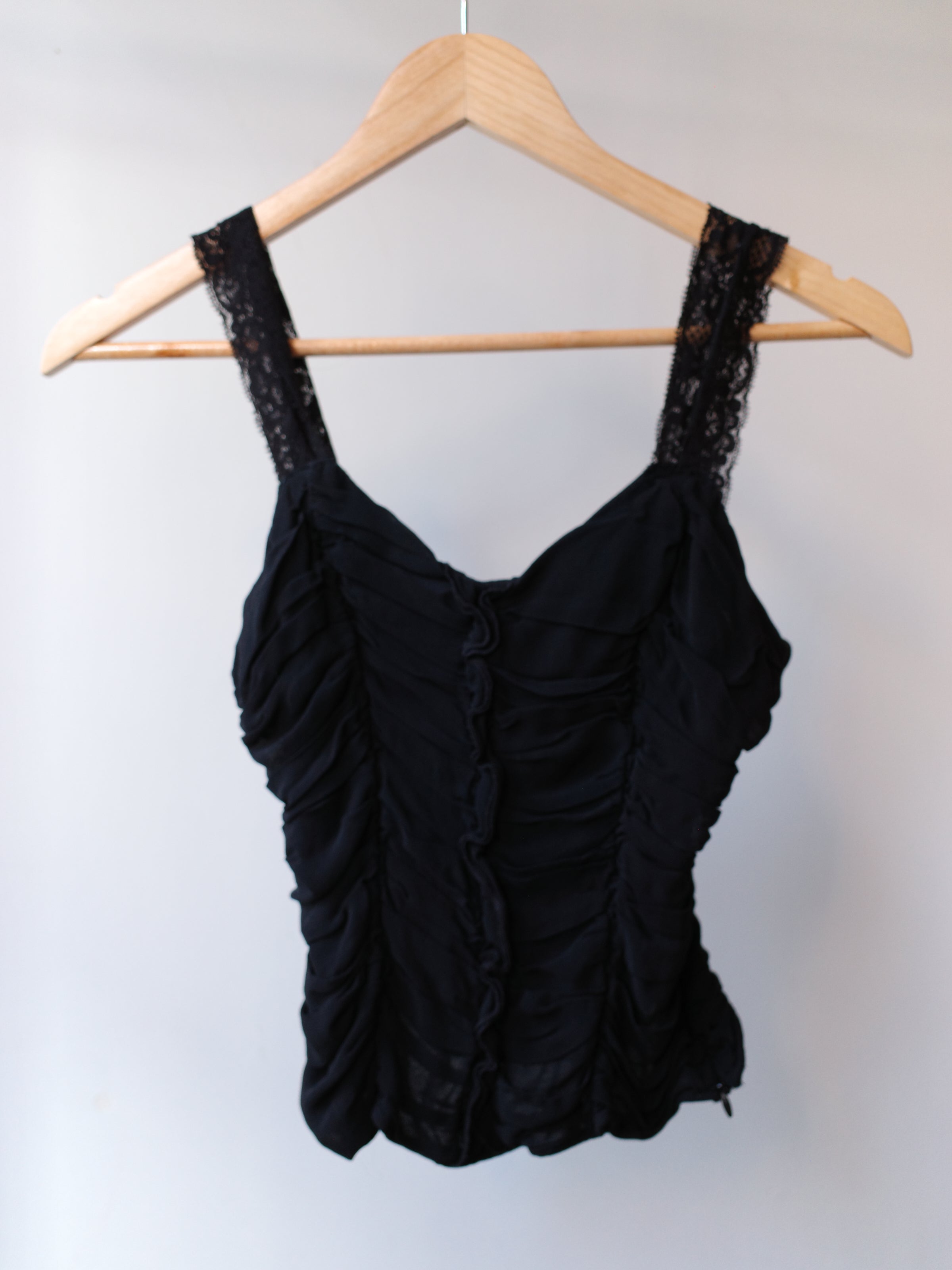 Moschino Vintage Lace-Strap Ruched Camisole – METAL 金