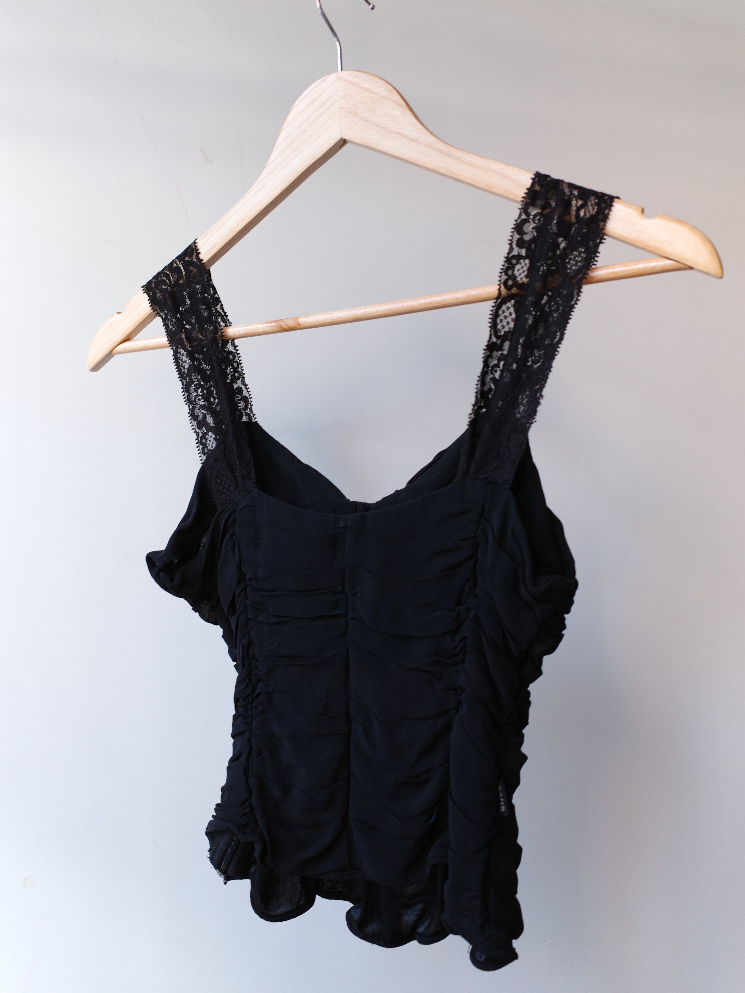 Moschino Vintage Lace-Strap Ruched Camisole – METAL 金