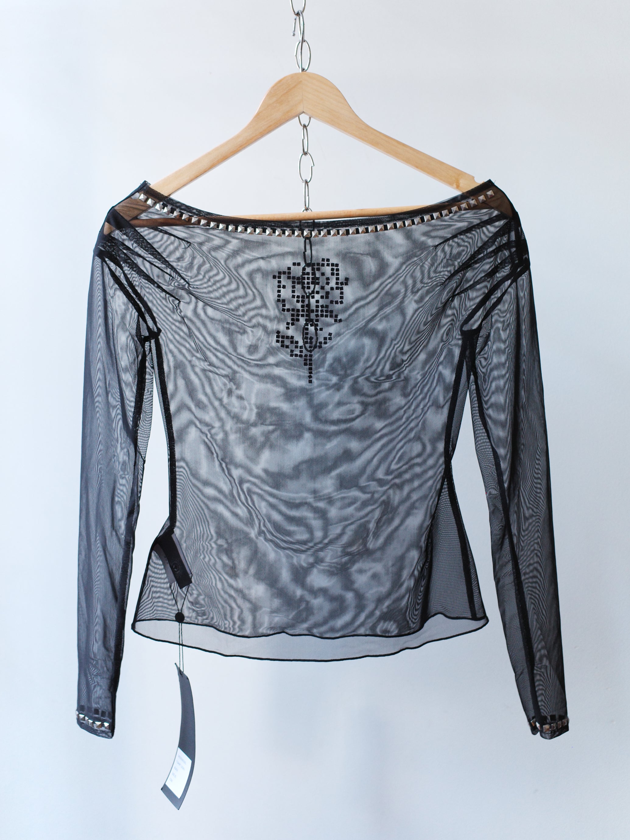 OVER RANGE Rose Studded Mesh Long Sleeve Top – METAL 金