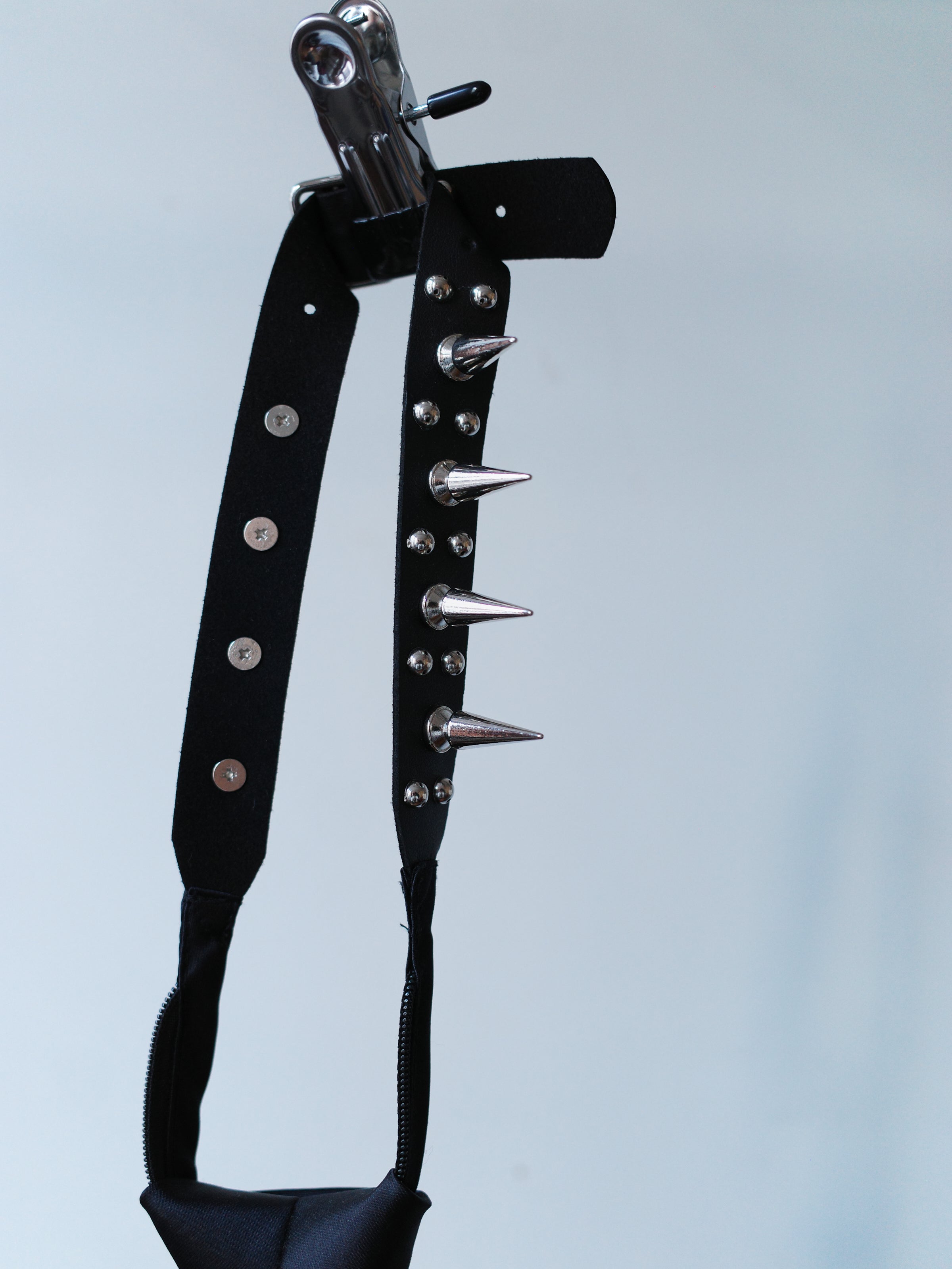 OVER RANGE Black Rivet Silk Punk Choker Tie